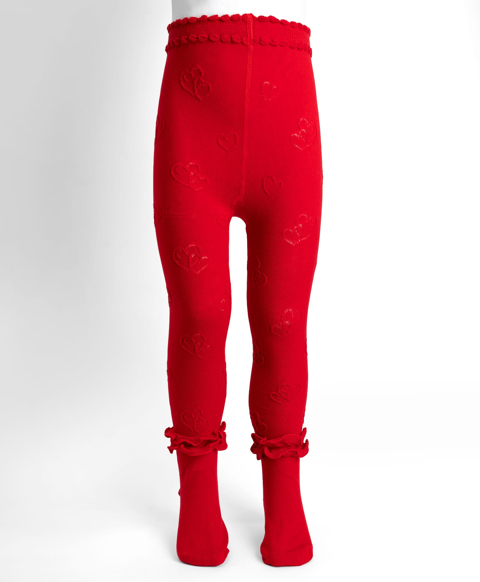 Mustang Cotton Knit Full Length Solid Color Footie Tights with Cable Knit Design- Red-image-28