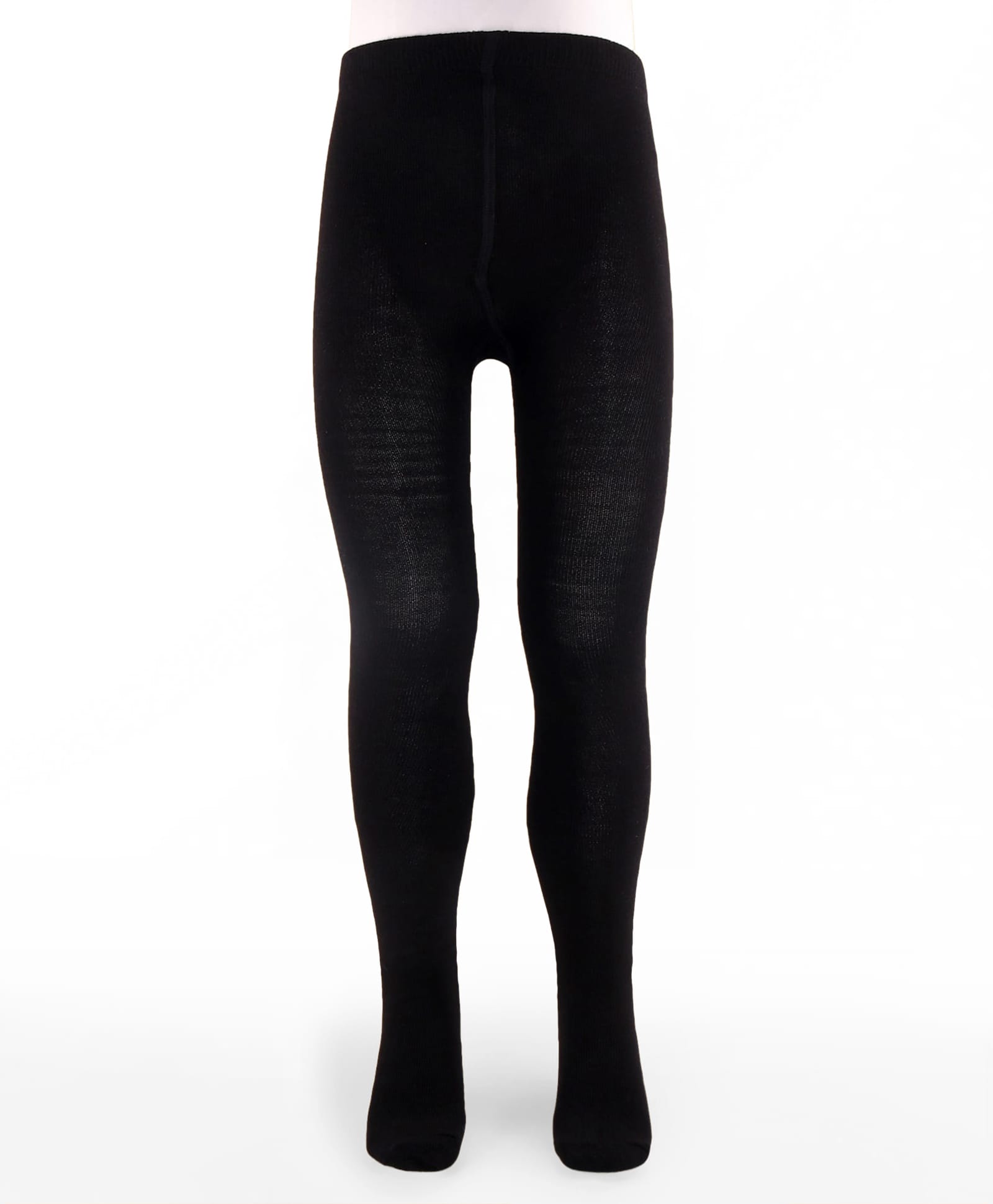 Mustang Cotton Knit Full Length Solid Color Footie Tights - Black-image-33