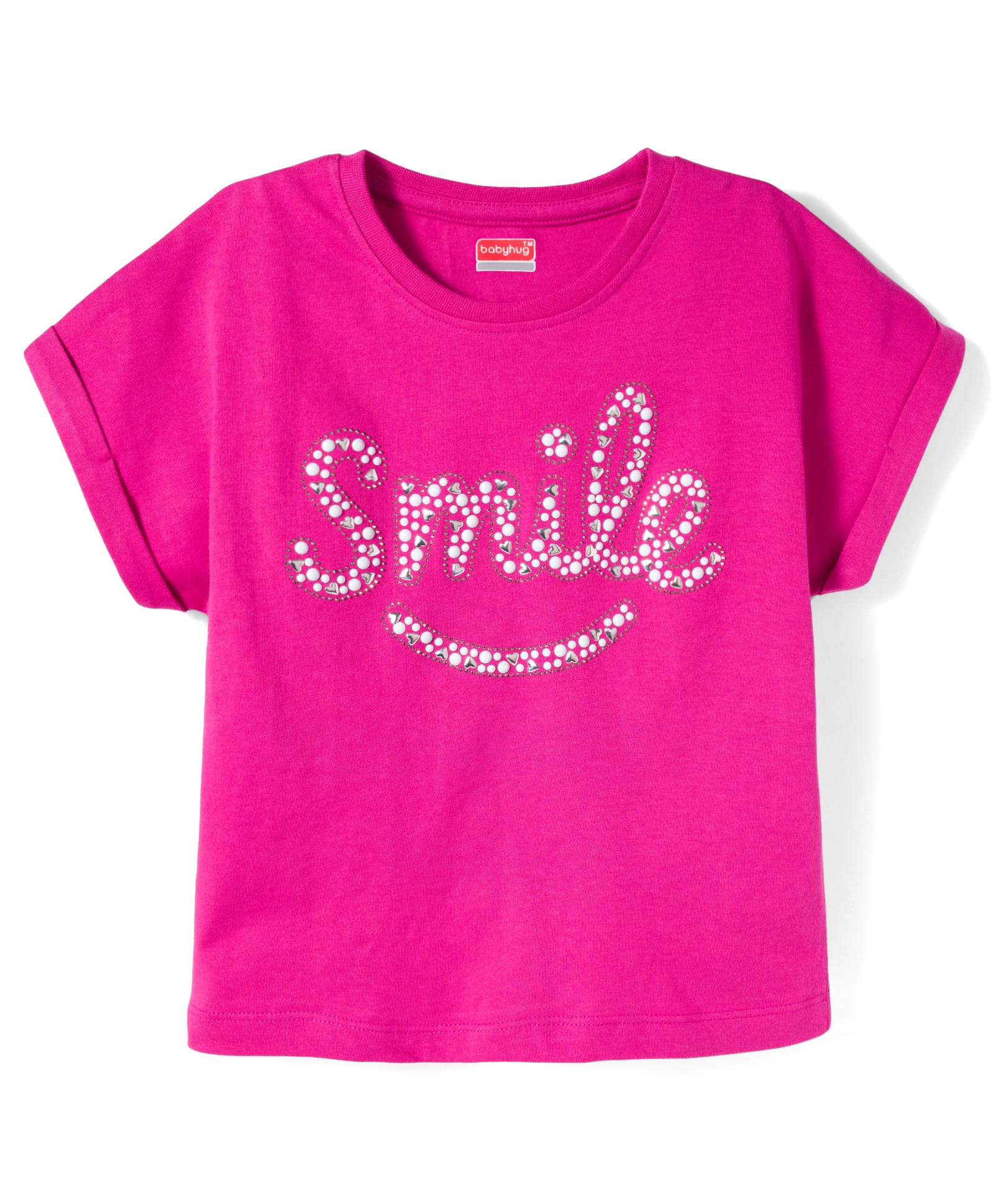 Babyhug Cotton Knit Half Sleeves T-Shirt With Smile Print - Multicolor-picture-24