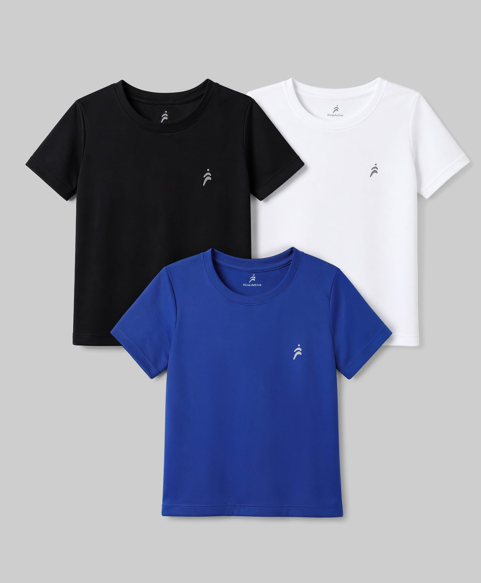 Pine Active Knit Half Sleeves Solid T-Shirts Pack of 3 - Multicolor-picture-29