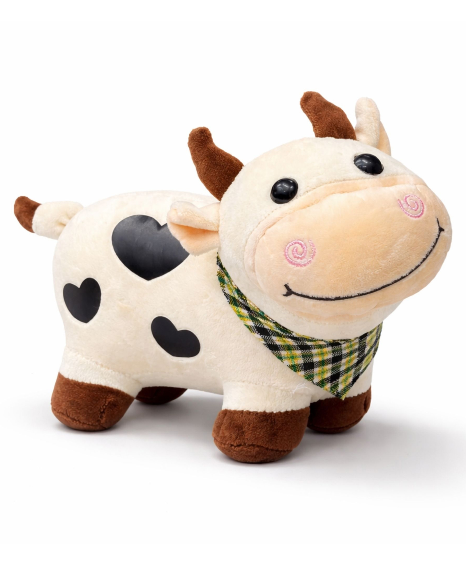 Toytales Height 22 cm Cow Plush Toy Soft Stuffed Animal with Skin-Friendly Fabric - White-image-43