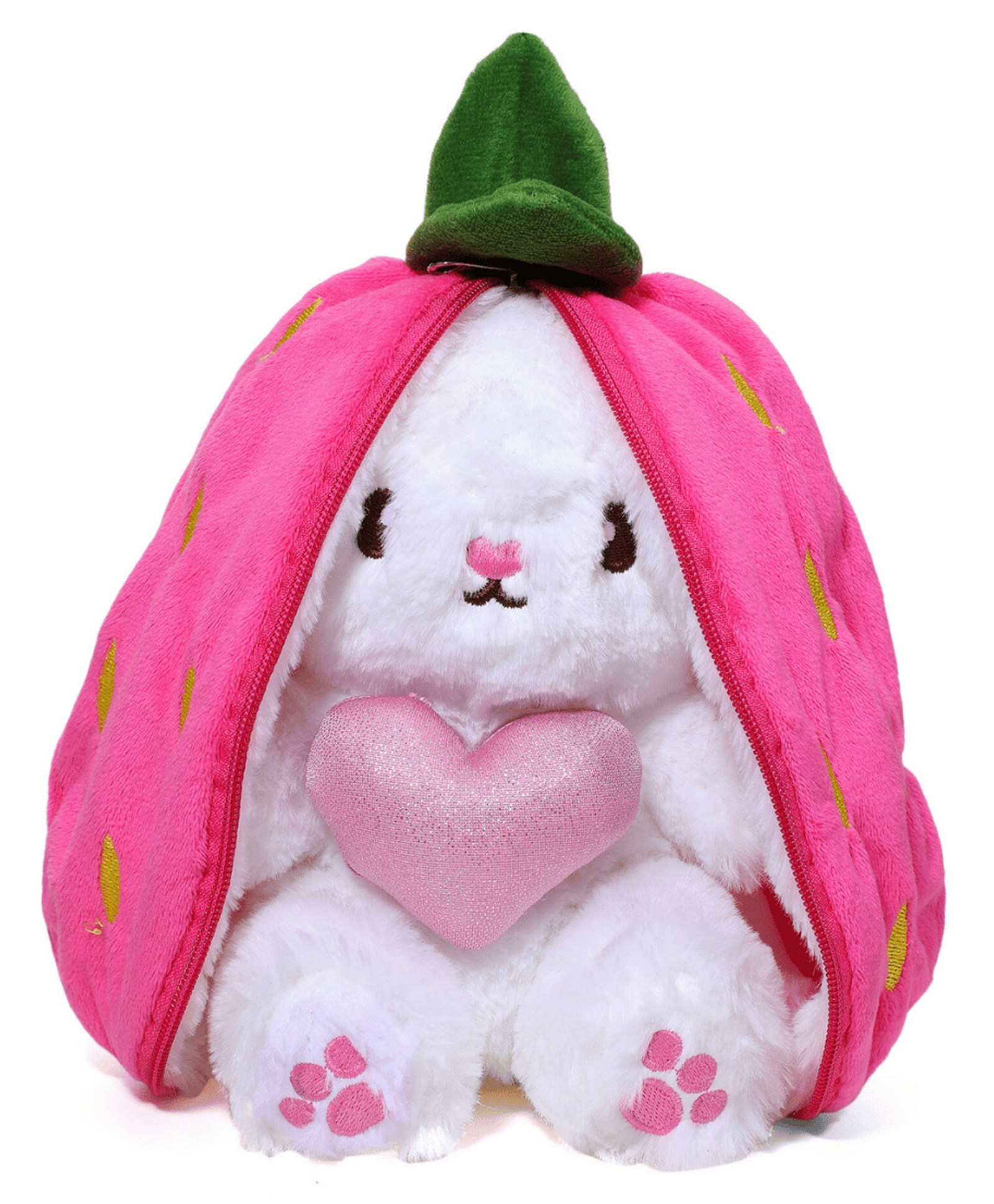 Toytales Height 35 cm Reversible Bunny Plush Toy Zip-Up Strawberry Design Soft Stuffed Animal - Pink-image-44
