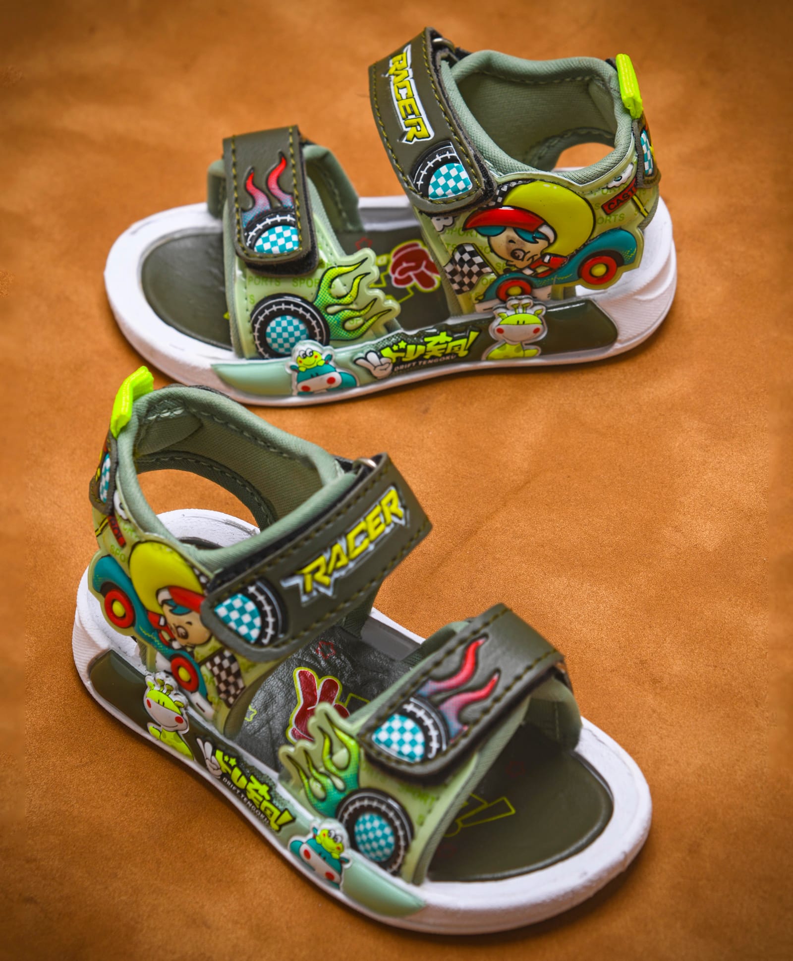 KATS Cartoon Applique Detailed Velcro Closure Musical Sandals - Green-image-15