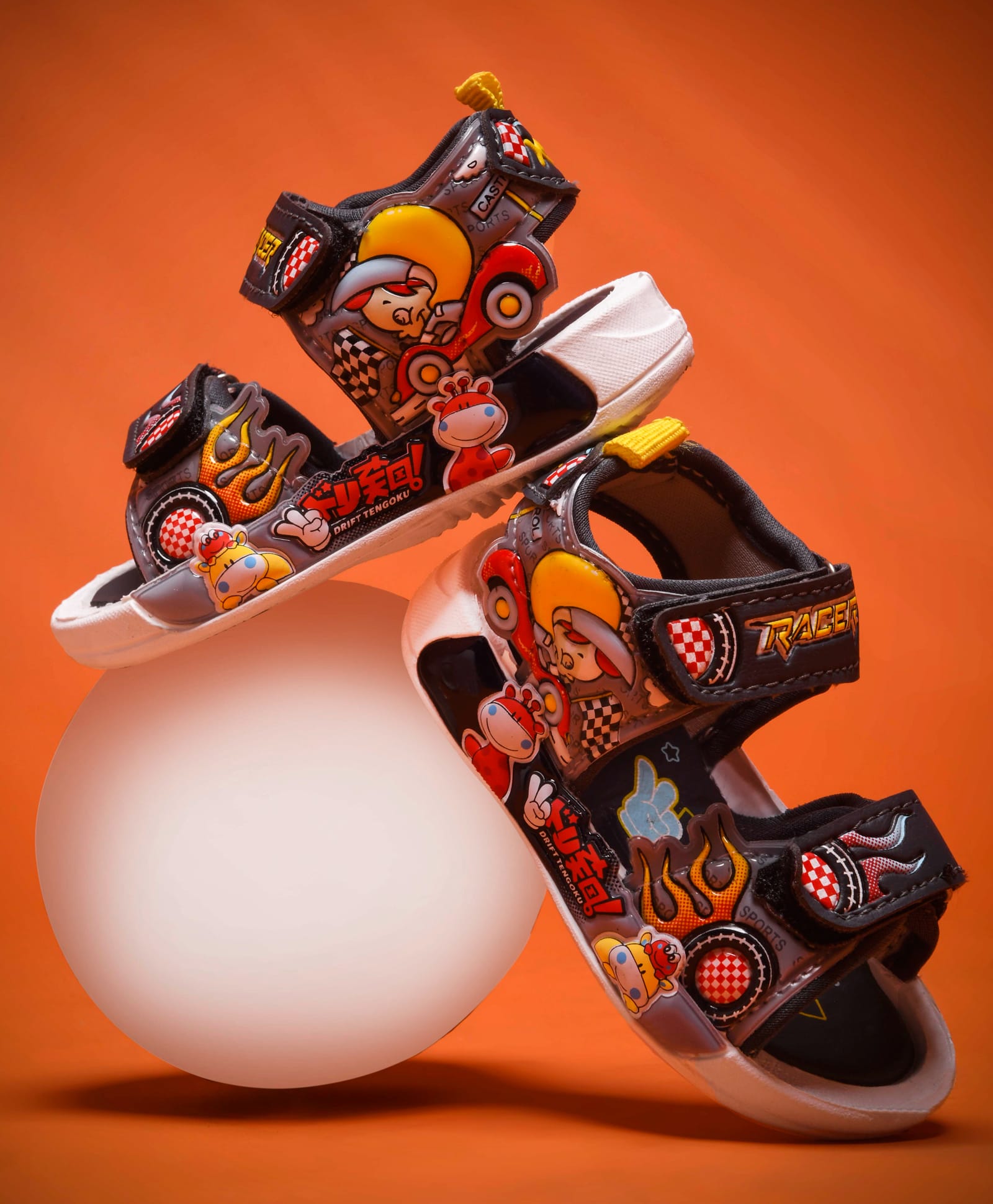 KATS Cartoon Applique Detailed Velcro Closure Musical Sandals - Grey-picture-43