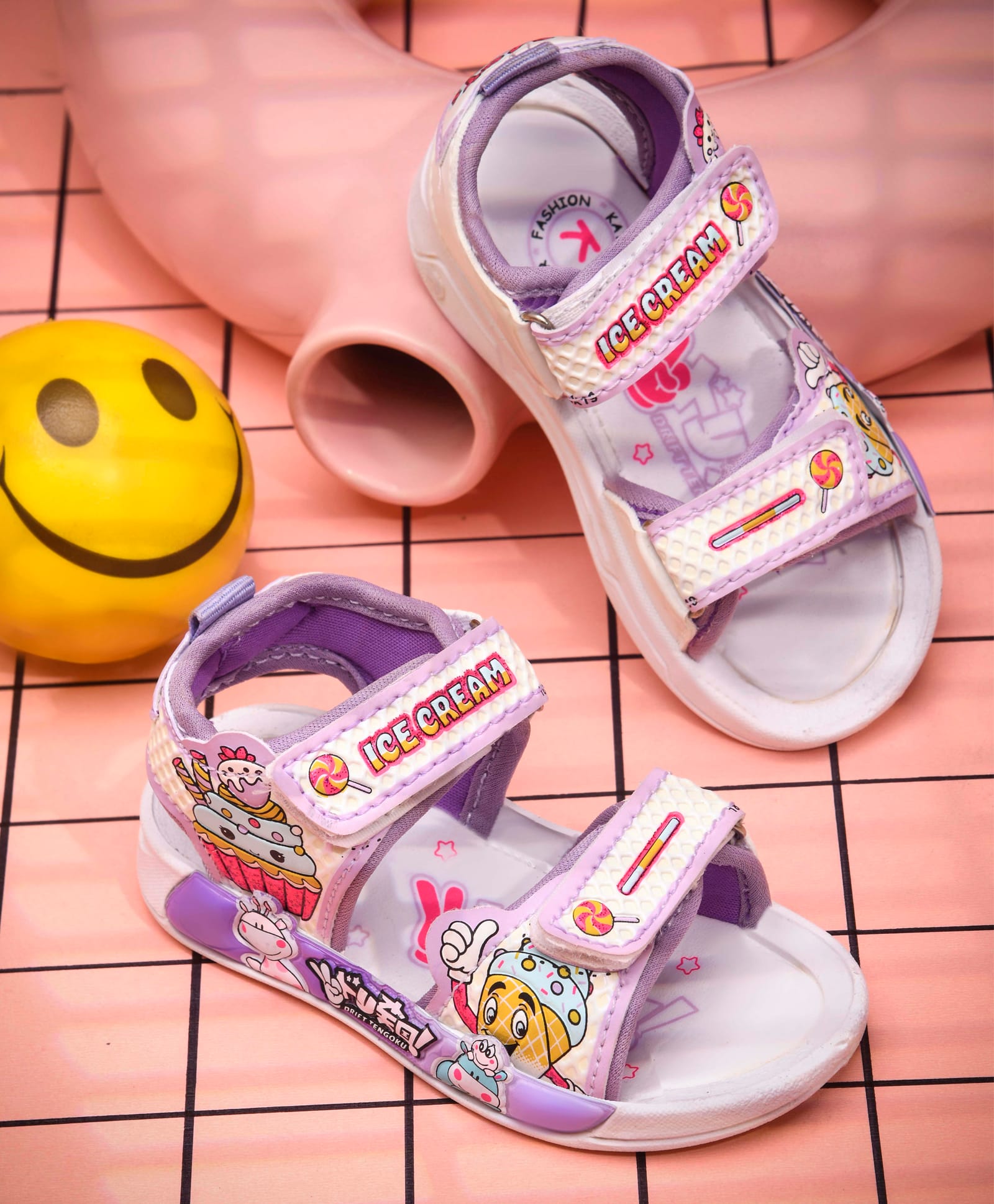 KATS Animal Applique Detailed Velcro Closure Musical Sandals - Purple-picture-6