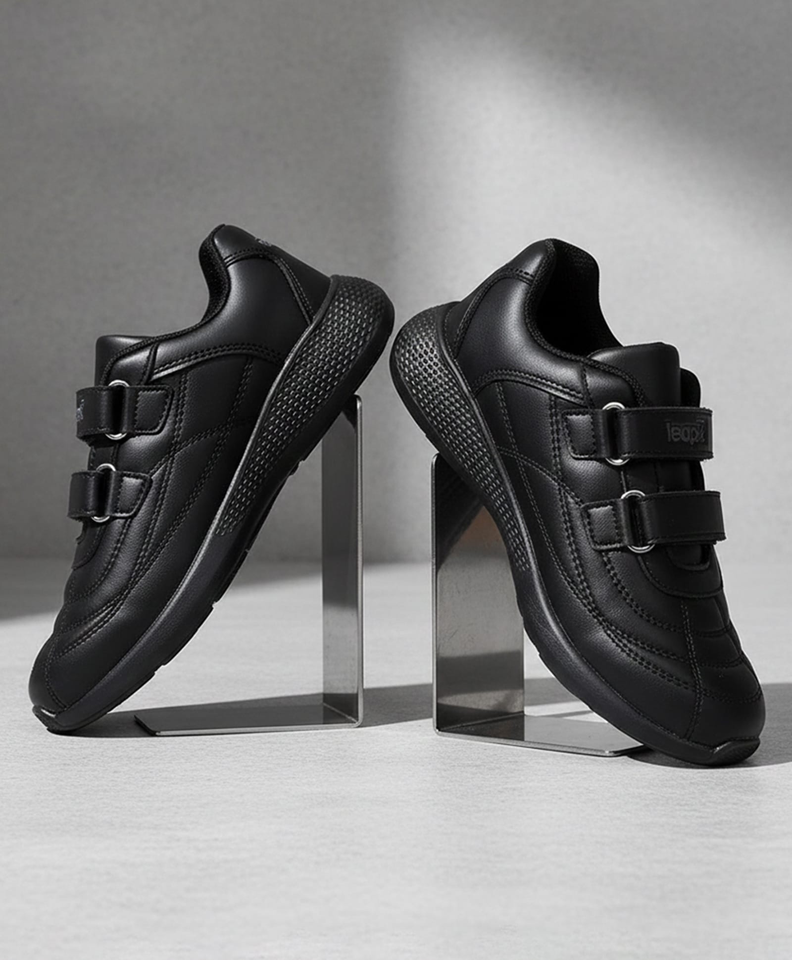 LIBERTY Solid Velcro Closure School Shoes - Black