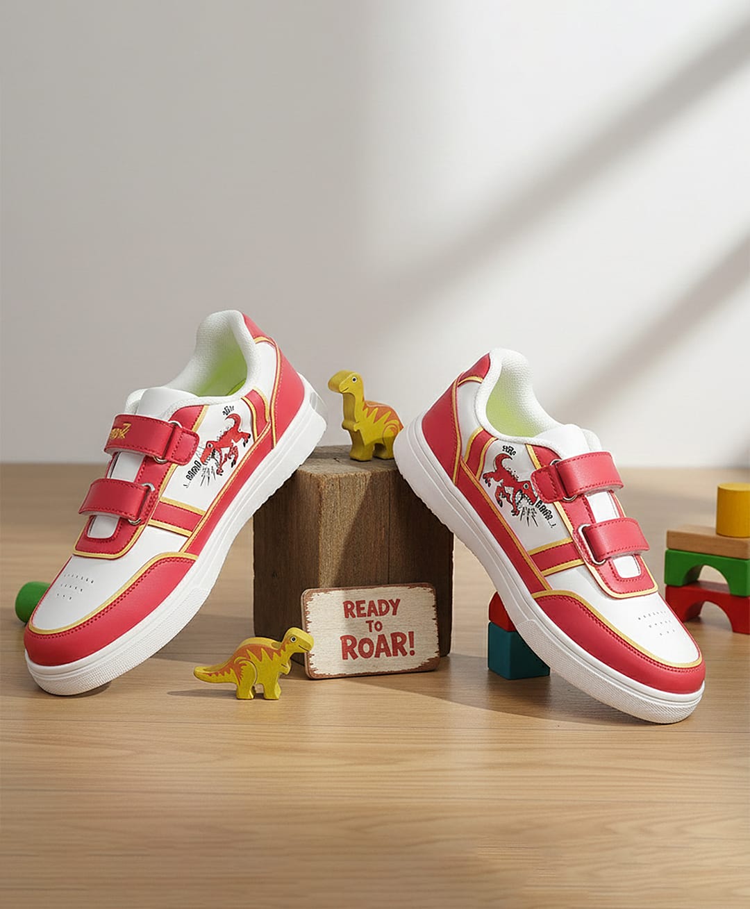 LIBERTY Dinosaur Printed Velcro Closure Shoes - Red-image-34