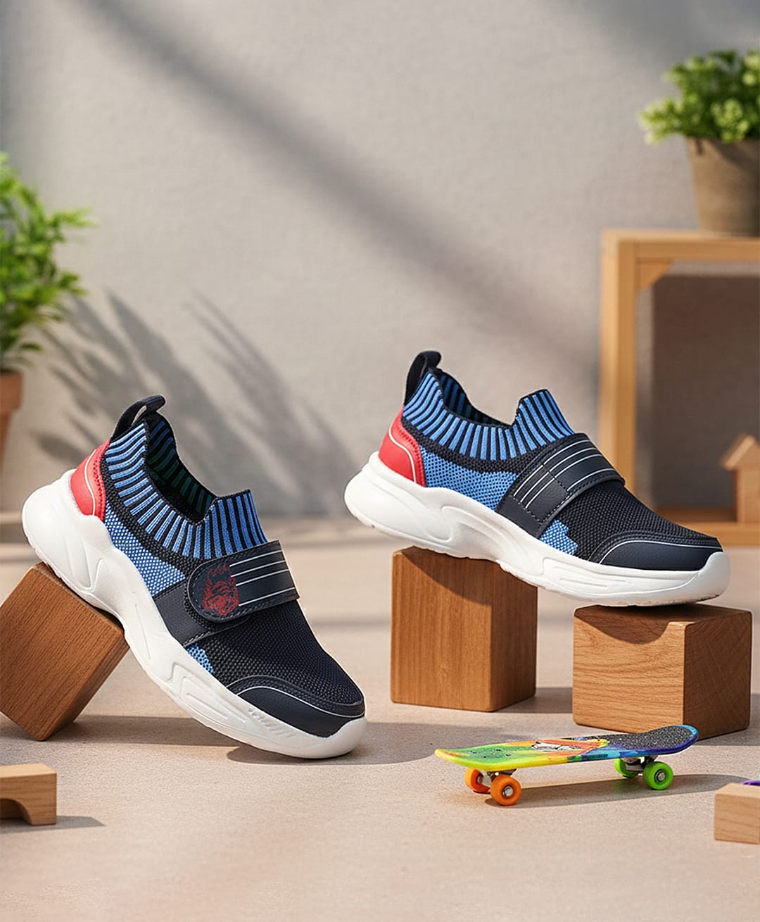 LIBERTY Placement Striped & Tiger Printed Shoes - Navy Blue-image-17