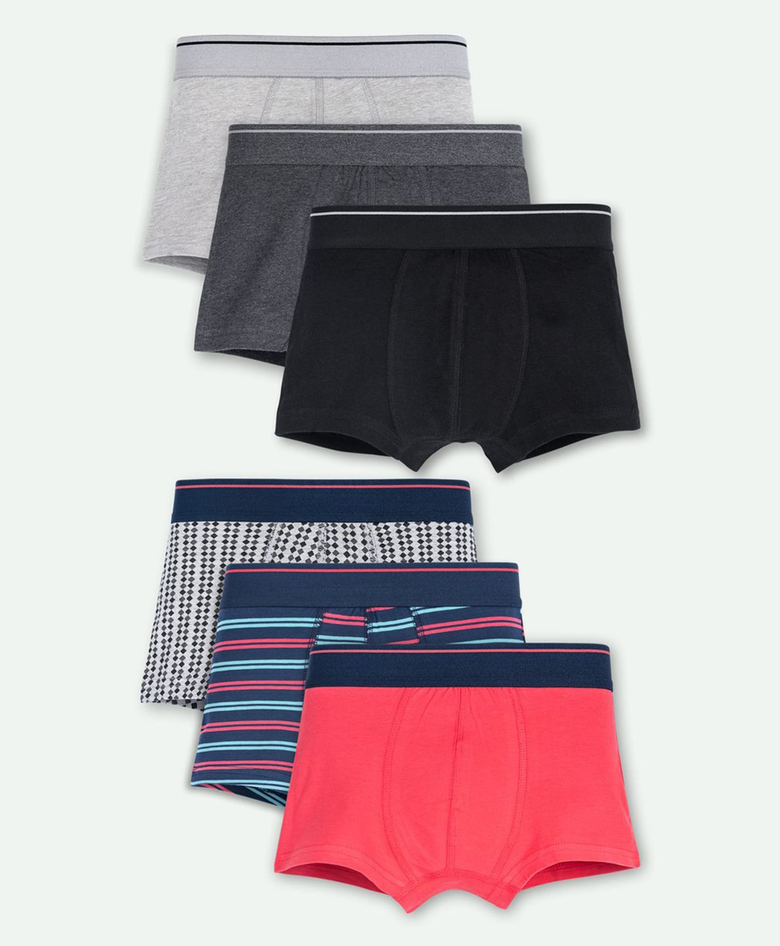 Ariel Cotton Blend Knit Pack Of 6 Solid Striped & Abstract Printed Trunks - Multi Colour-picture-19