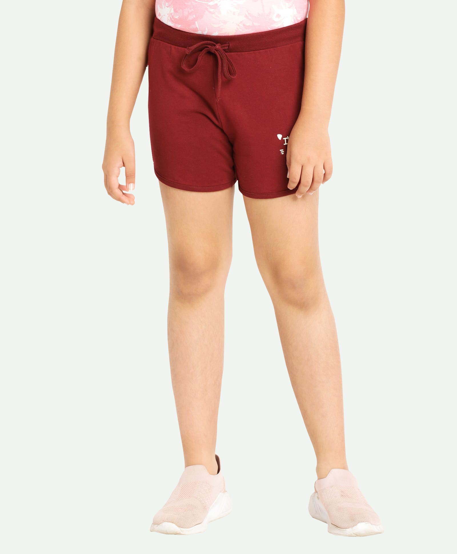 Ariel Cotton Knit I M A Cute Cat Text Printed Shorts - Maroon-picture-28