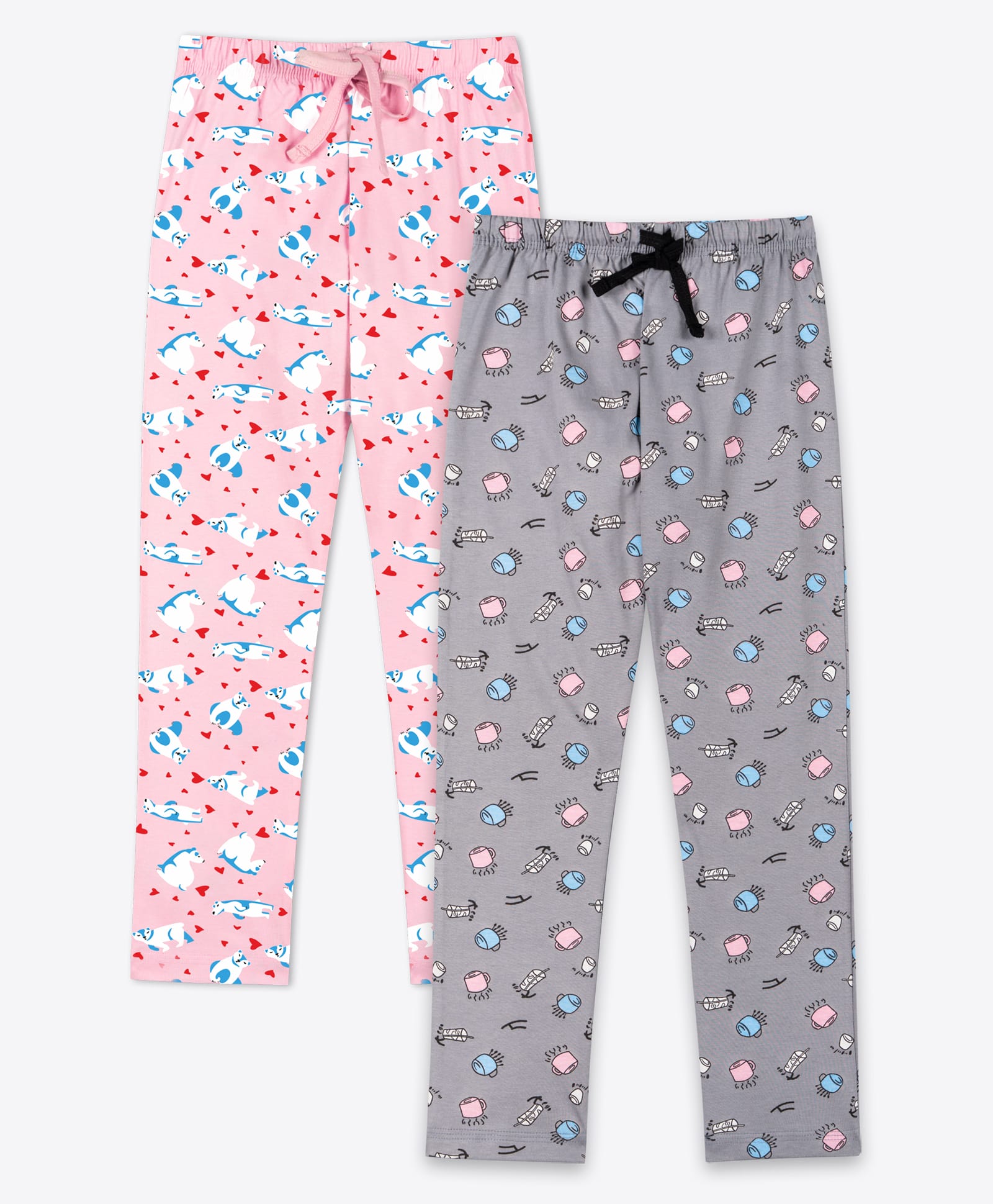 Ariel Cotton Knit Pack Of 2 Polar Bear & Mug Printed Pajamas - Pink & Grey-picture-30
