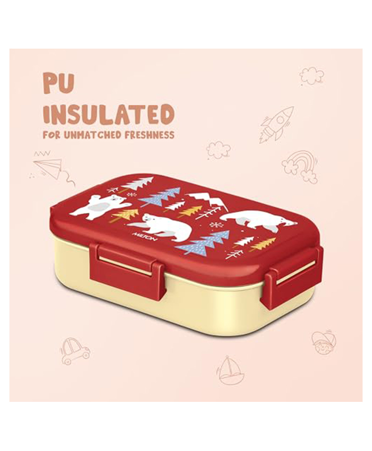 Milton Hugo Inner Steel Tiffin Box PU Insulated Lunch Box with Snap Lock Lid 700 ml - Red-image-44