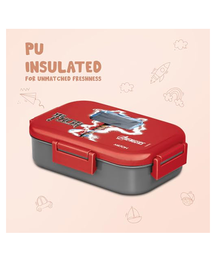 Milton Hugo Inner Steel Tiffin Box PU Insulated Lunch Box with Snap Lock Lid 700 ml - Red-image-45