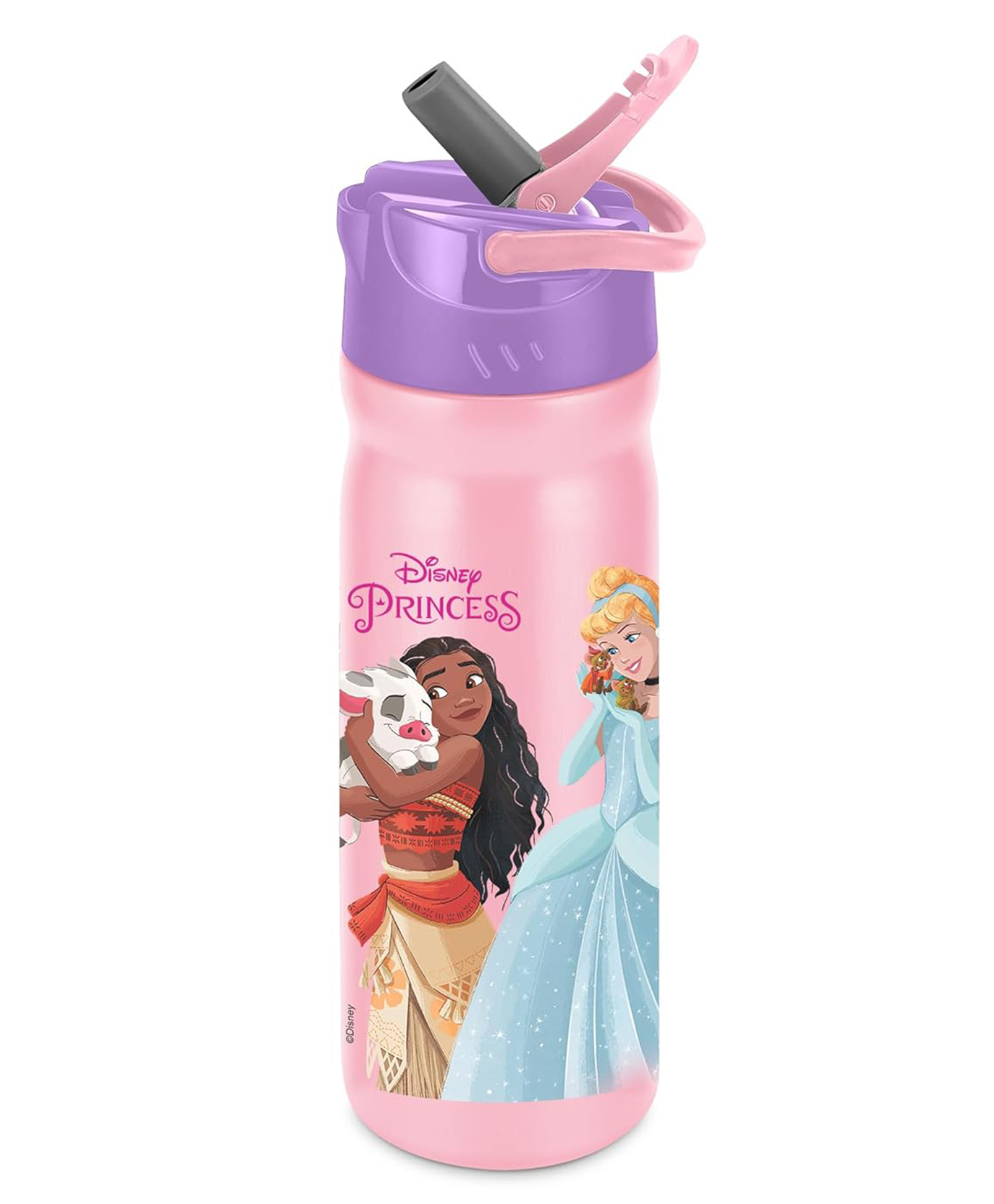 Milton Disney Max 600 Sipper Stainless Steel 500 ml Water Bottle I ISI Certified I Leak Proof - Light Weight I 1 Year Warranty I Sturdy Handle I Easy Grip, Pink-image-49