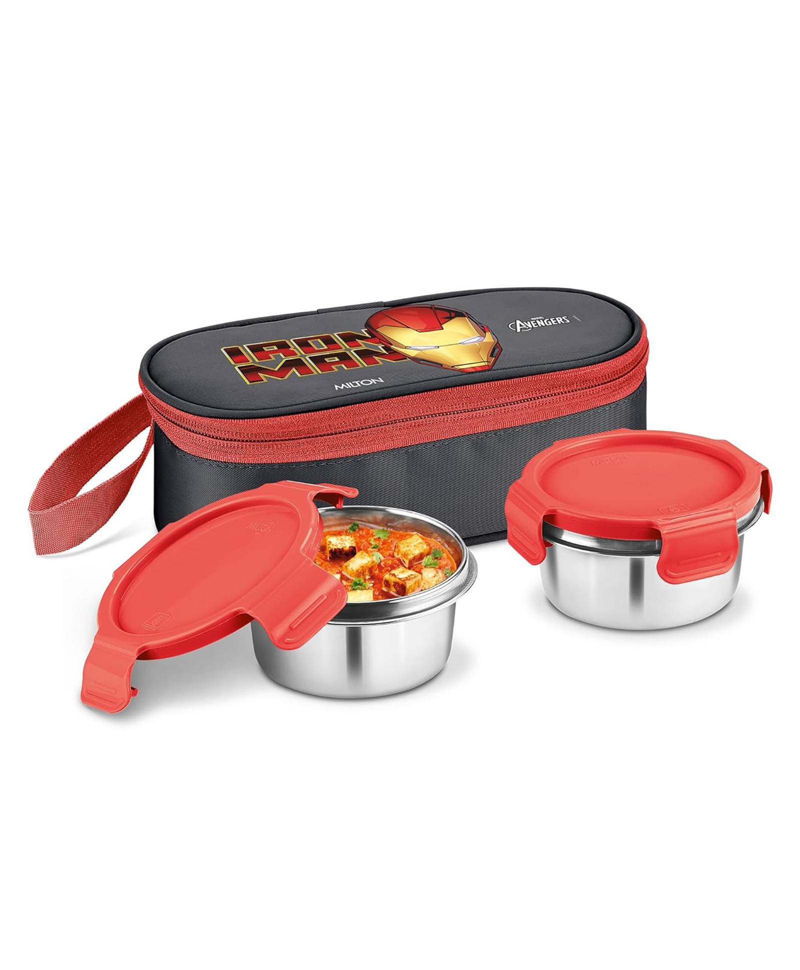 Milton Marvel Power Bite Tiffin Box for School with 2 Stainless Steel Container and Jacket | Leak-Proof, Food Grade, Odour Proof I Lunch Box for Kids Boys, Girls with Clip Lock Lid, 320 ml each, Black-image-8