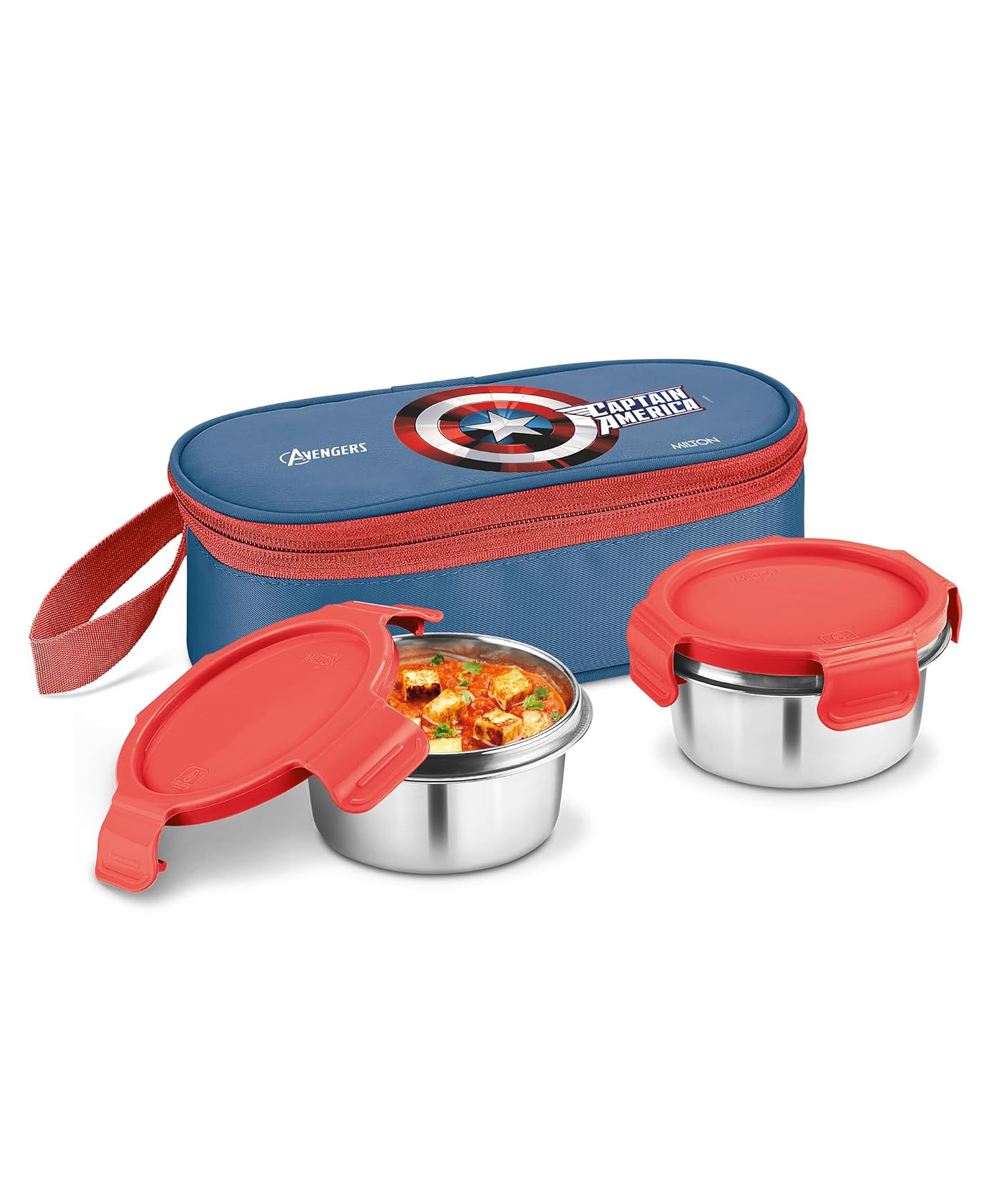 Milton Marvel Power Bite Tiffin Box for School with 2 Stainless Steel Container and Jacket | Leak-Proof, Food Grade, Odour Proof I Lunch Box for Kids Boys, Girls with Clip Lock Lid, 320 ml each, Blue-picture-16