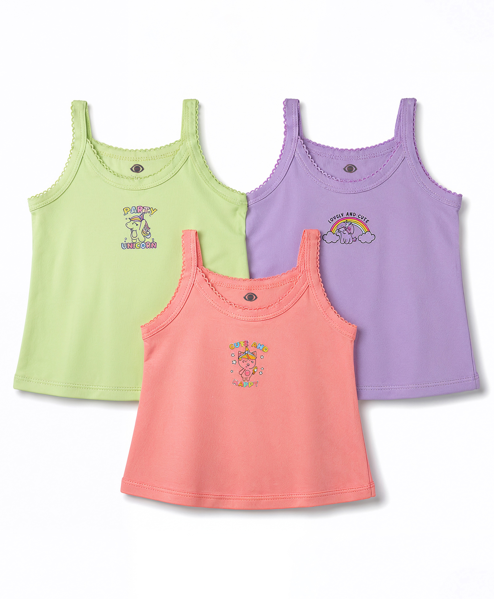 Zero Sinker Knit Sleeveless Printed Slips Pack of 3 - Multicolor-picture-44