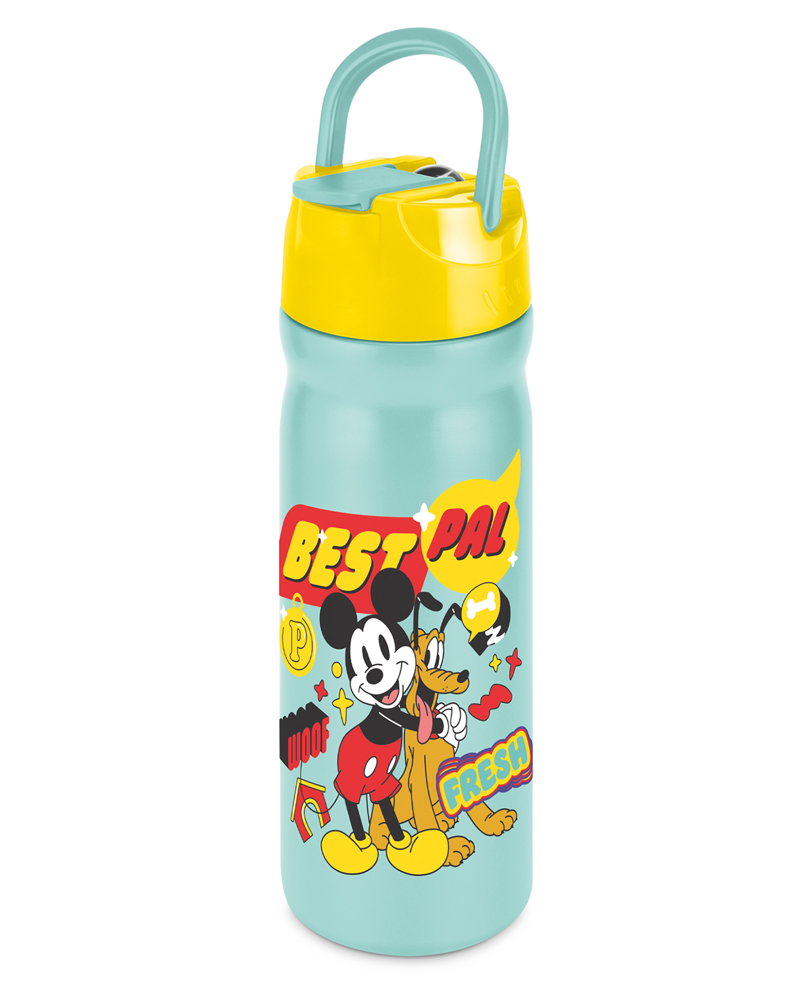 Milton Disney Max 600 Sipper Bottle Stainless Steel Water Bottle with Flip Spout Cover, Leak Proof Lid & Handle With Mickey Mouse Print Green - 500 ml-image-31