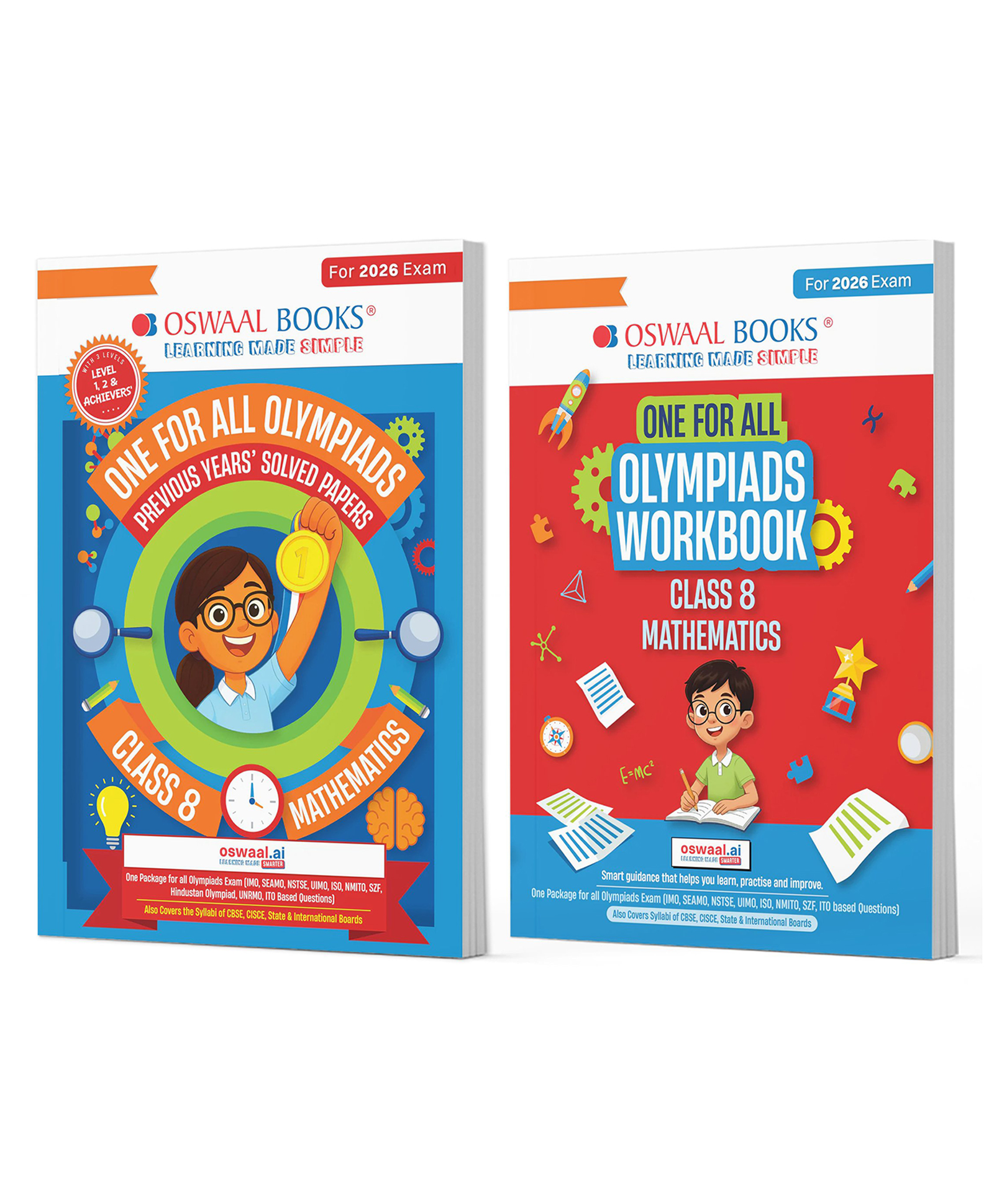 OSWAAL BOOKS One For All Olympiads Class 8 Maths Prep-Guide | Chapter-wise Previous Years' Solved Papers + Workbook (Set of 2 Books) | Questions for SOF IMO & Other Olympiad Exams 2026-image-0