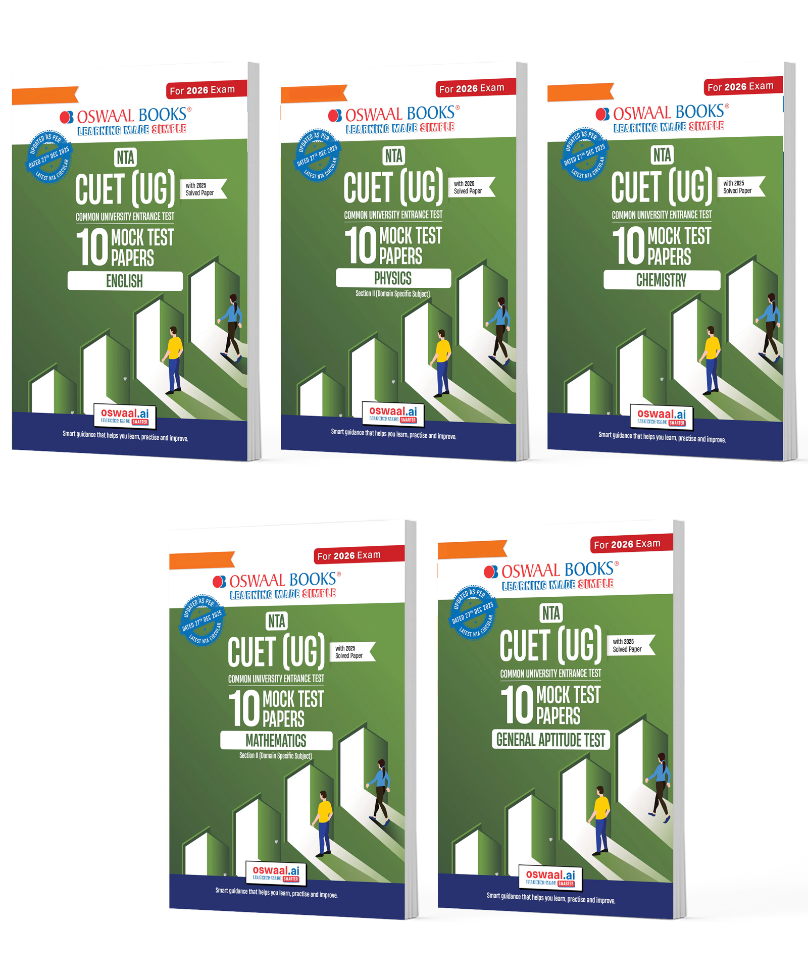 OSWAAL BOOKS NTA CUET (UG) Mock Test Papers | English, Physics, Chemistry, Maths & General Aptitude Test (Set of 5 Books) | For 2026 Exam | Includes 2025 Paper- fully solved | With Oswaal AI-image-11