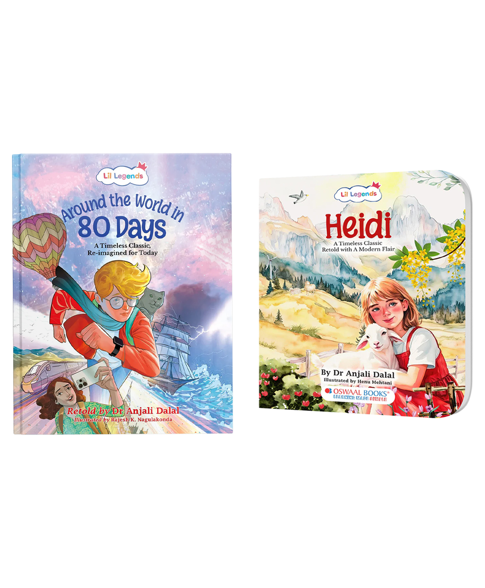 OSWAAL BOOKS Lil Legends Re-Imagined Classics: Illustrated Classic Story Books for Kids Heidi & Around the World in 80 Days (Set of 2)-image-45
