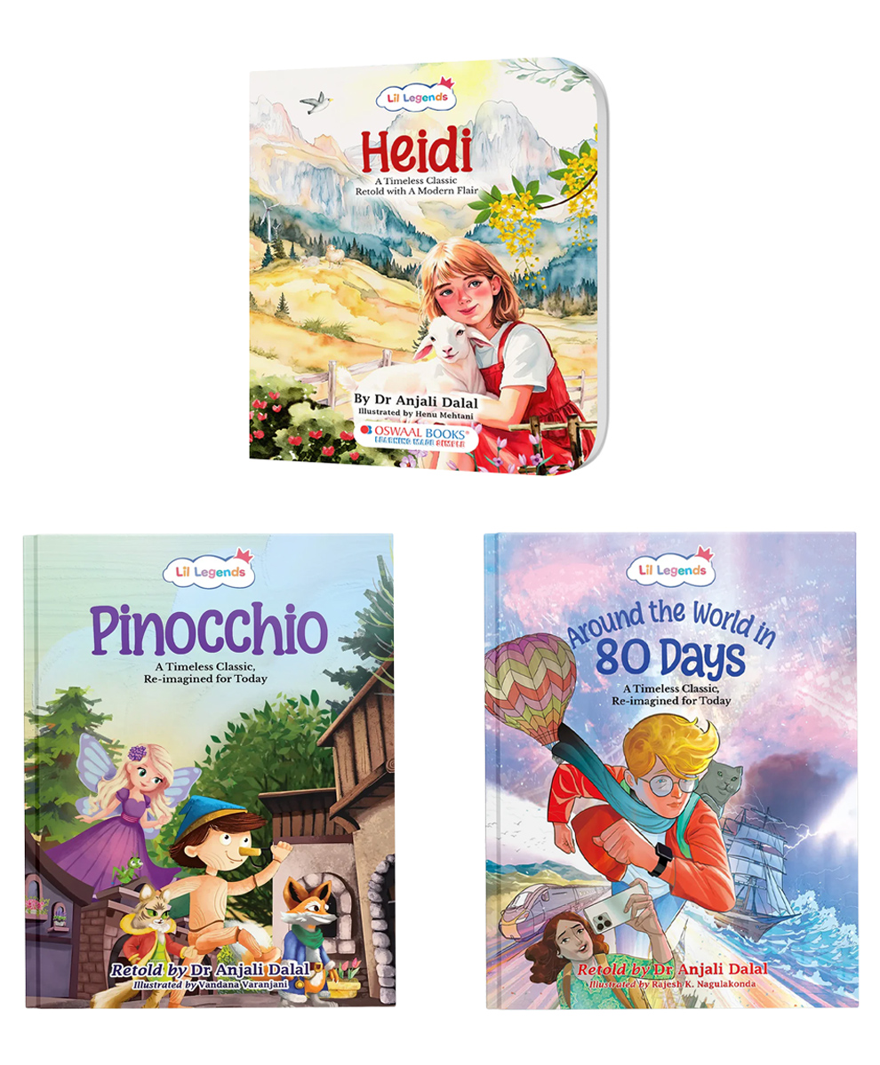 OSWAAL BOOKS Lil Legends Re-Imagined Classics: Illustrated Classic Story Books for Kids Heidi, Pinocchio & Around the World in 80 Days (Set of 3)-image-18