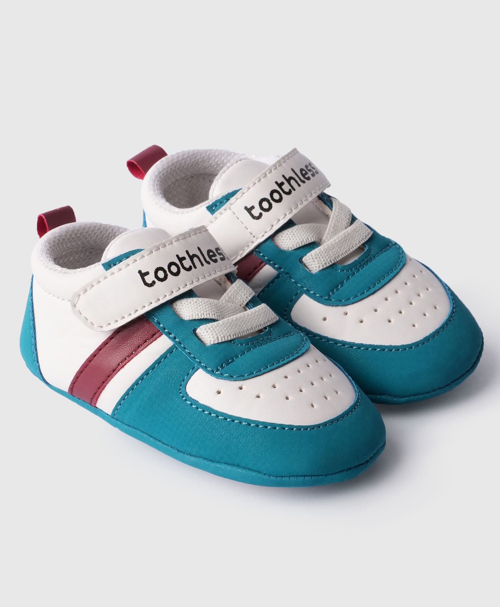 Toothless Colour Blocked Velcro Closure Booties - Blue & White-image-27