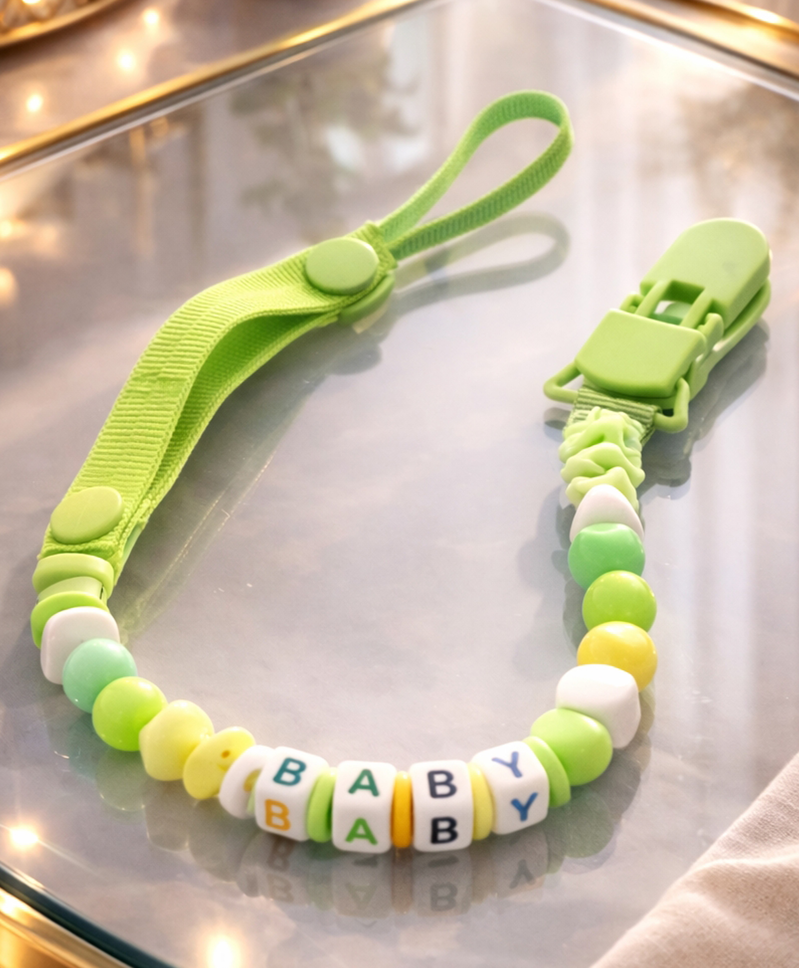 Badal Kidz Baby Pacifier Clip with Beads,BPA Free- Green-picture-23