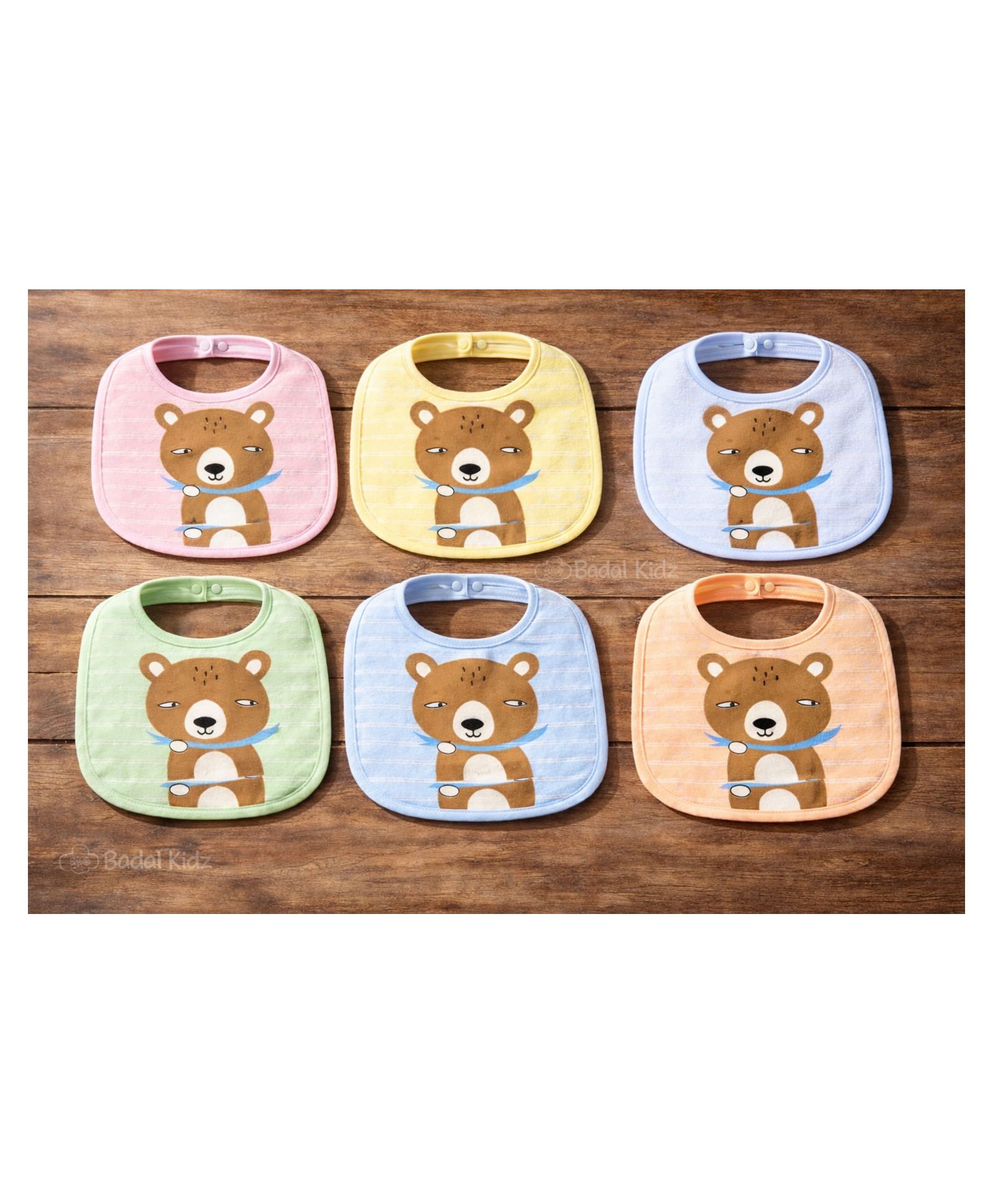Badal Kidz Baby Cotton Printed Feeding Snap Button Aprons Bibs Everyday Use (Pack of 6)-image-45