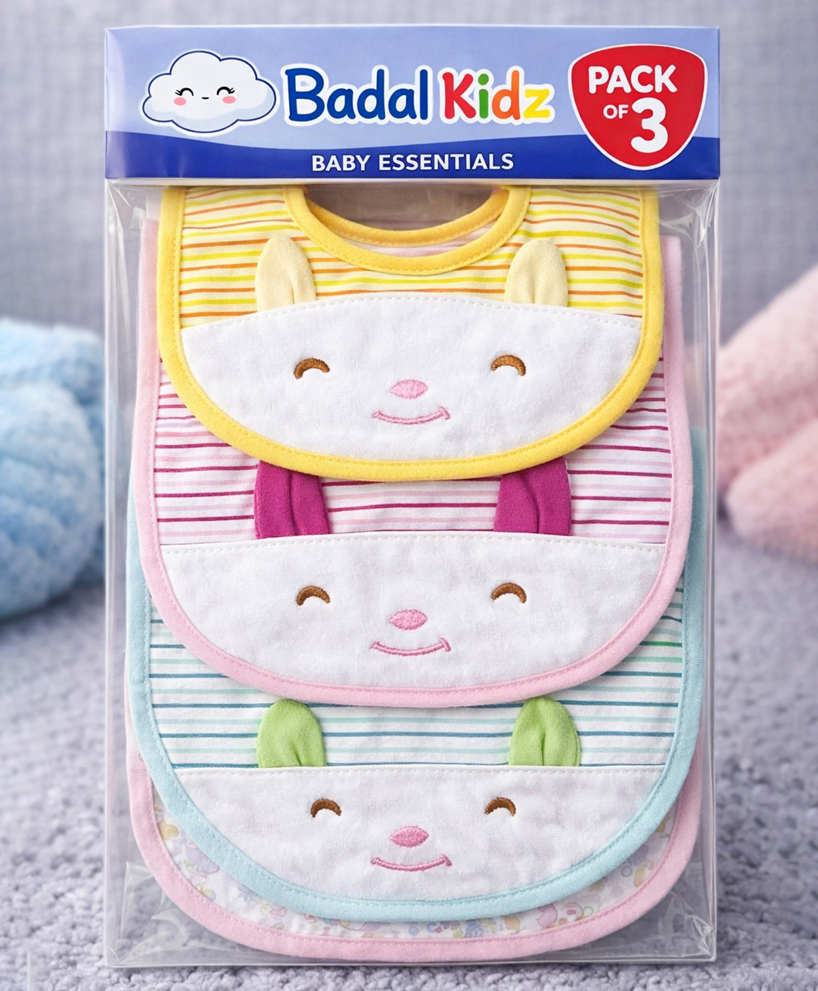 Badal Kidz Baby Cotton Printed Feeding Snap Button Aprons Bibs Everyday Use (Pack of 3)-image-41