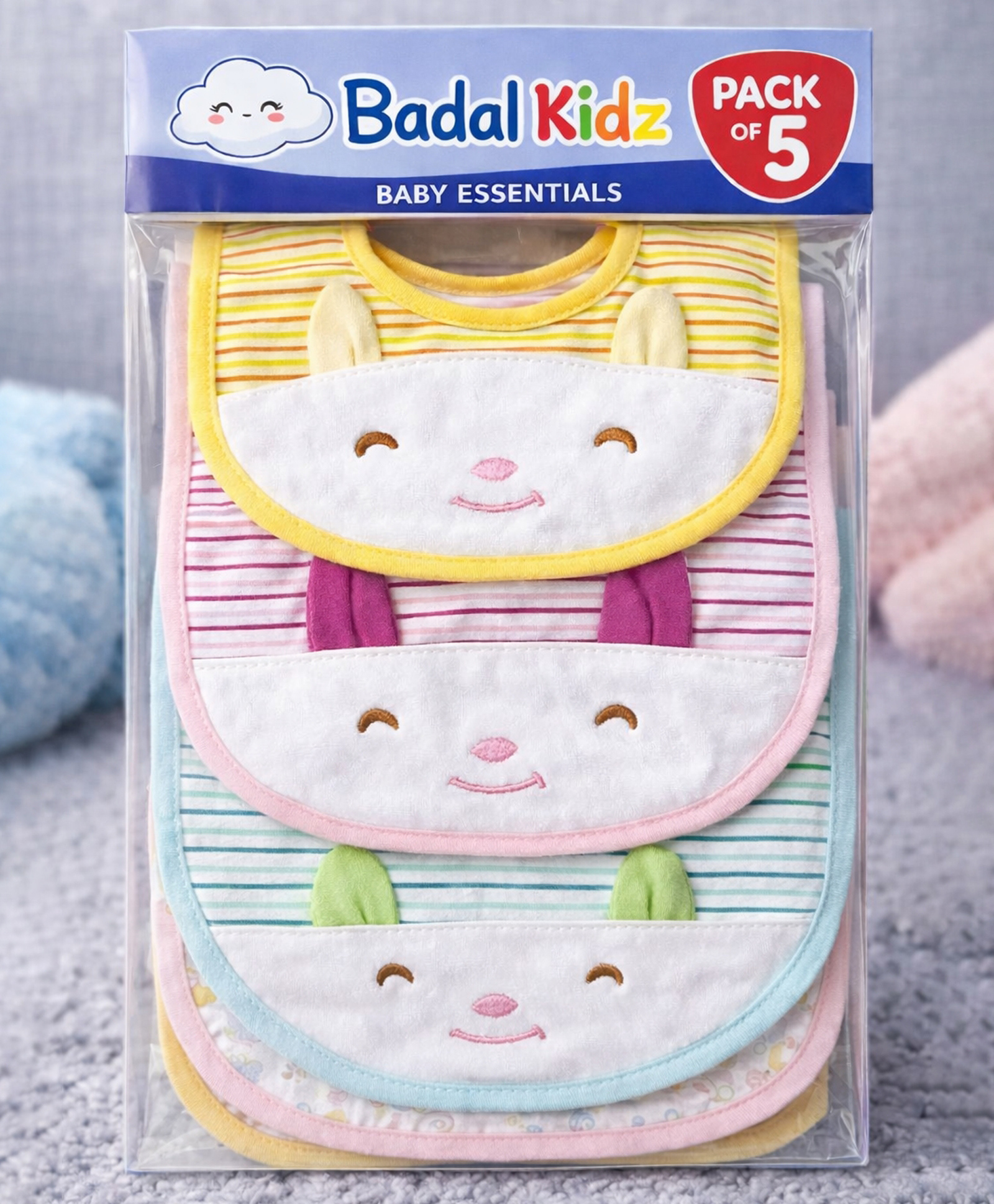 Badal Kidz Baby Cotton Printed Feeding Snap Button Aprons Bibs Everyday Use (Pack of 5)-image-13