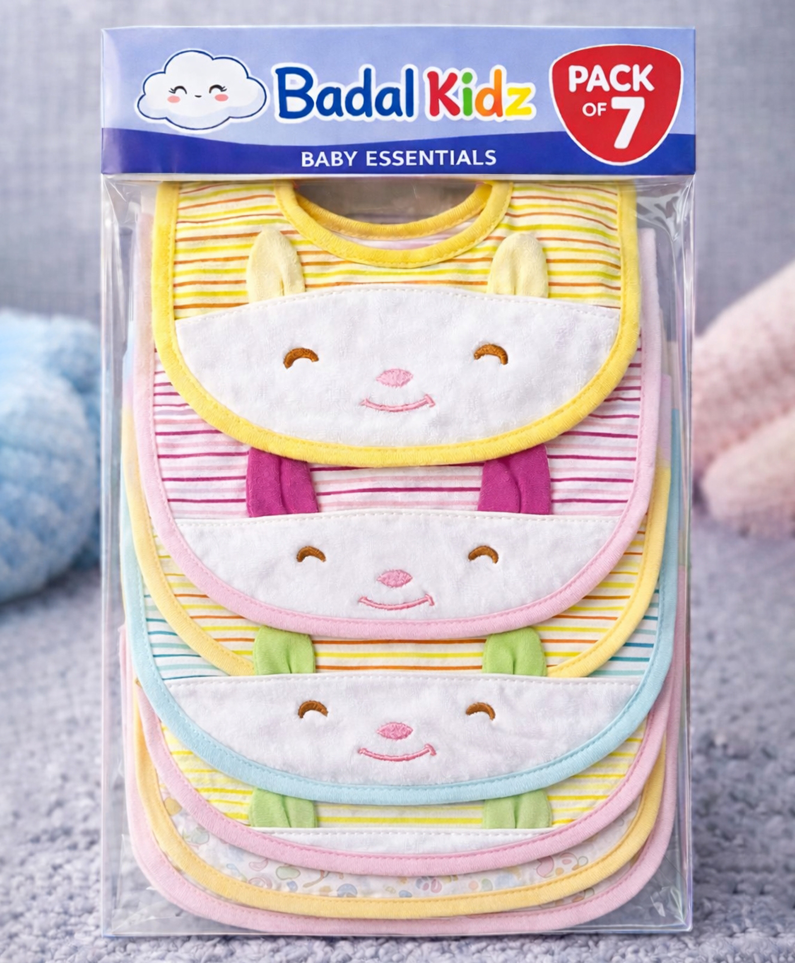 Badal Kidz Baby Cotton Printed Feeding Snap Button Aprons Bibs Everyday Use (Pack of 7)-image-49
