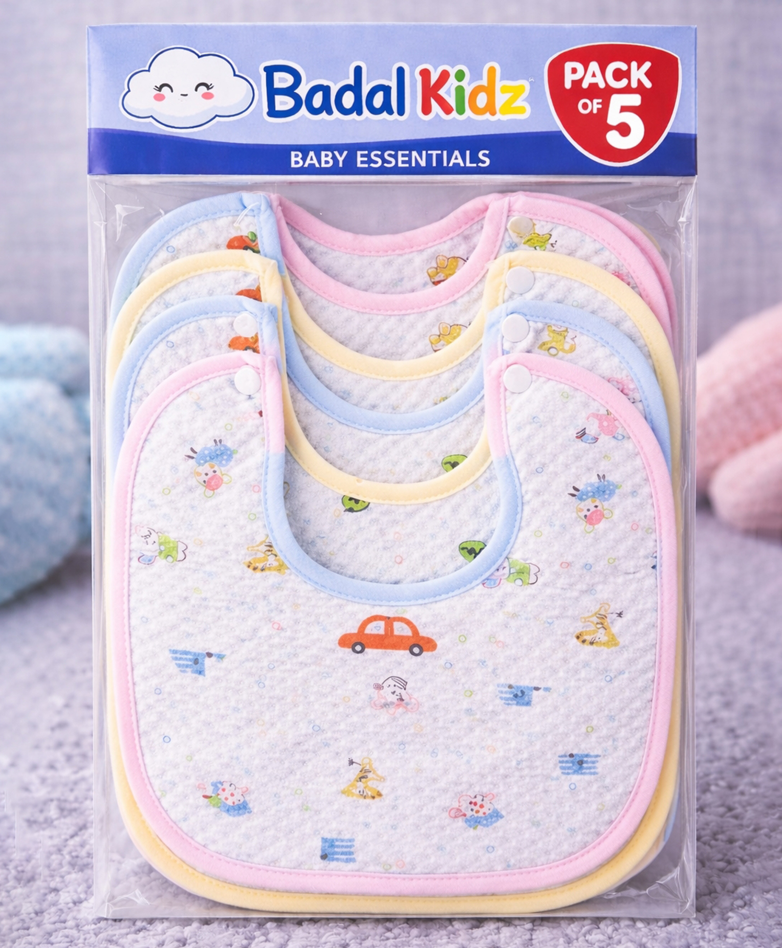 Badal Kidz Baby Cotton Printed Feeding Snap Button Aprons Bibs Everyday Use (Pack of 5)-image-14