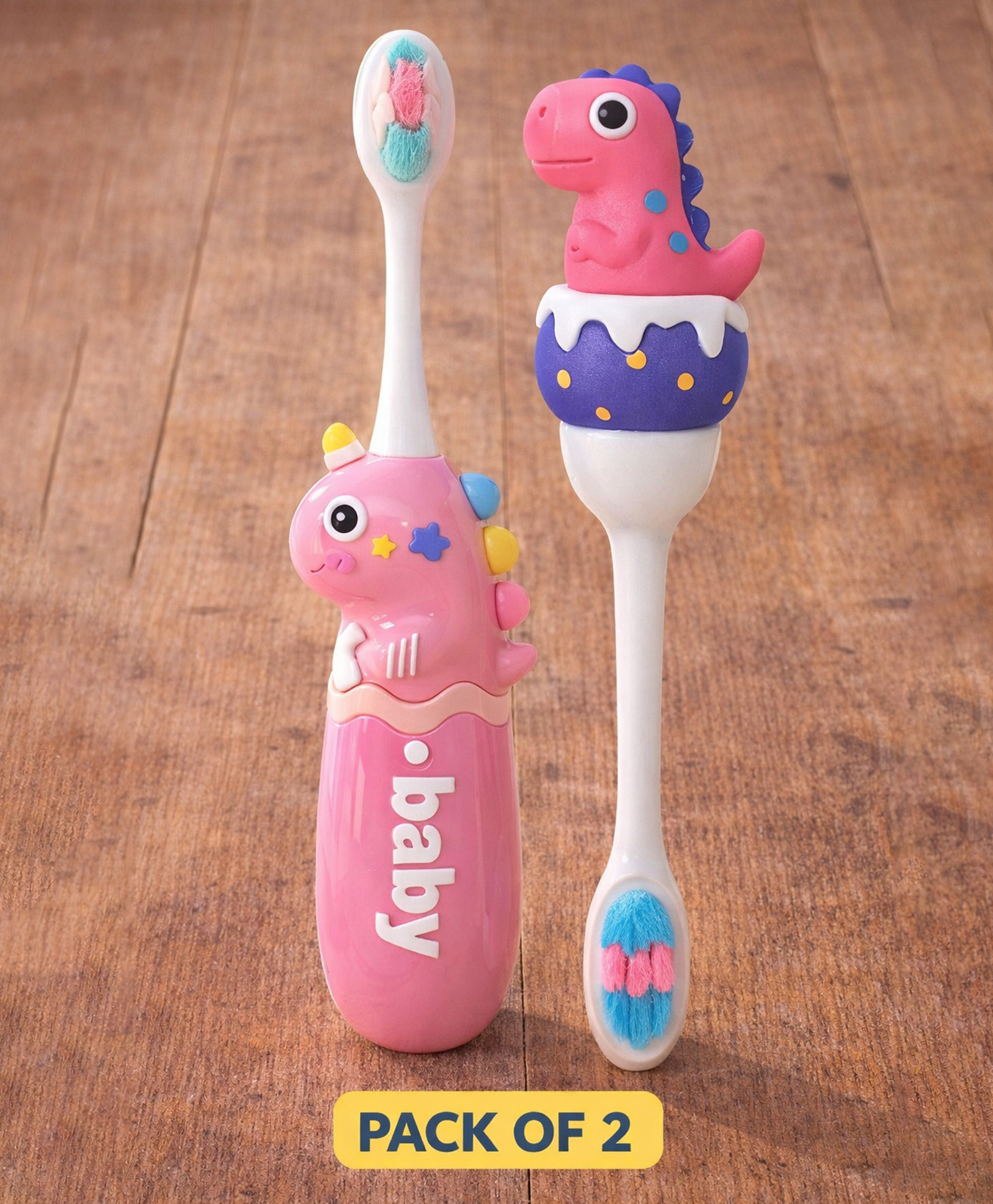 Badal Kidz Baby Toothbrush, Soft & Safe First Toothbrush for Kids (Pack of 2)- Pink-picture-25