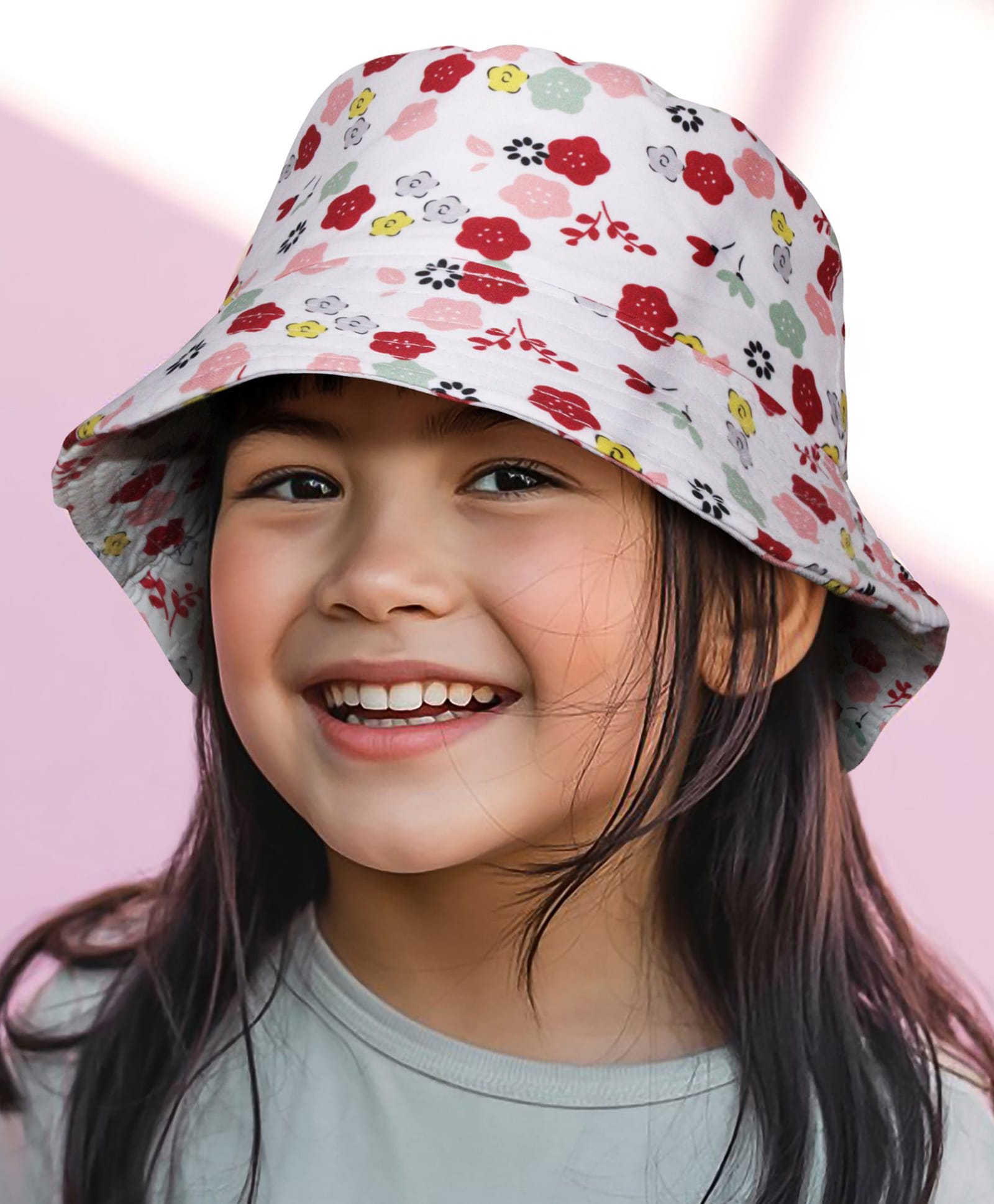 Vritraz Cotton Woven Floral Printed Bucket Hat - Red - Circumference - 52 - 56 Cm-picture-26