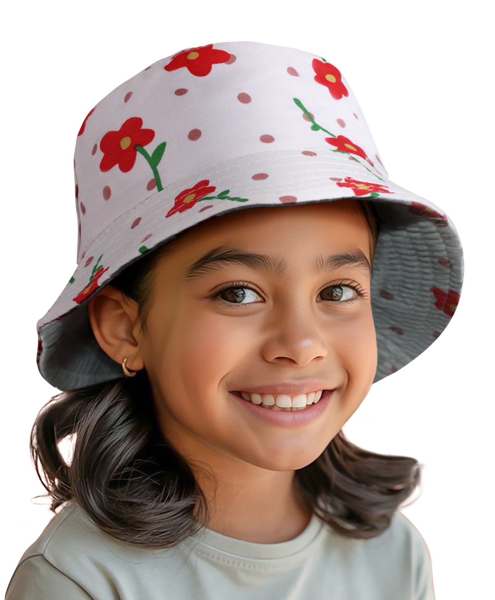 Vritraz Cotton Woven Floral Printed Bucket Hat - White - Circumference 52-56 Cms-picture-19