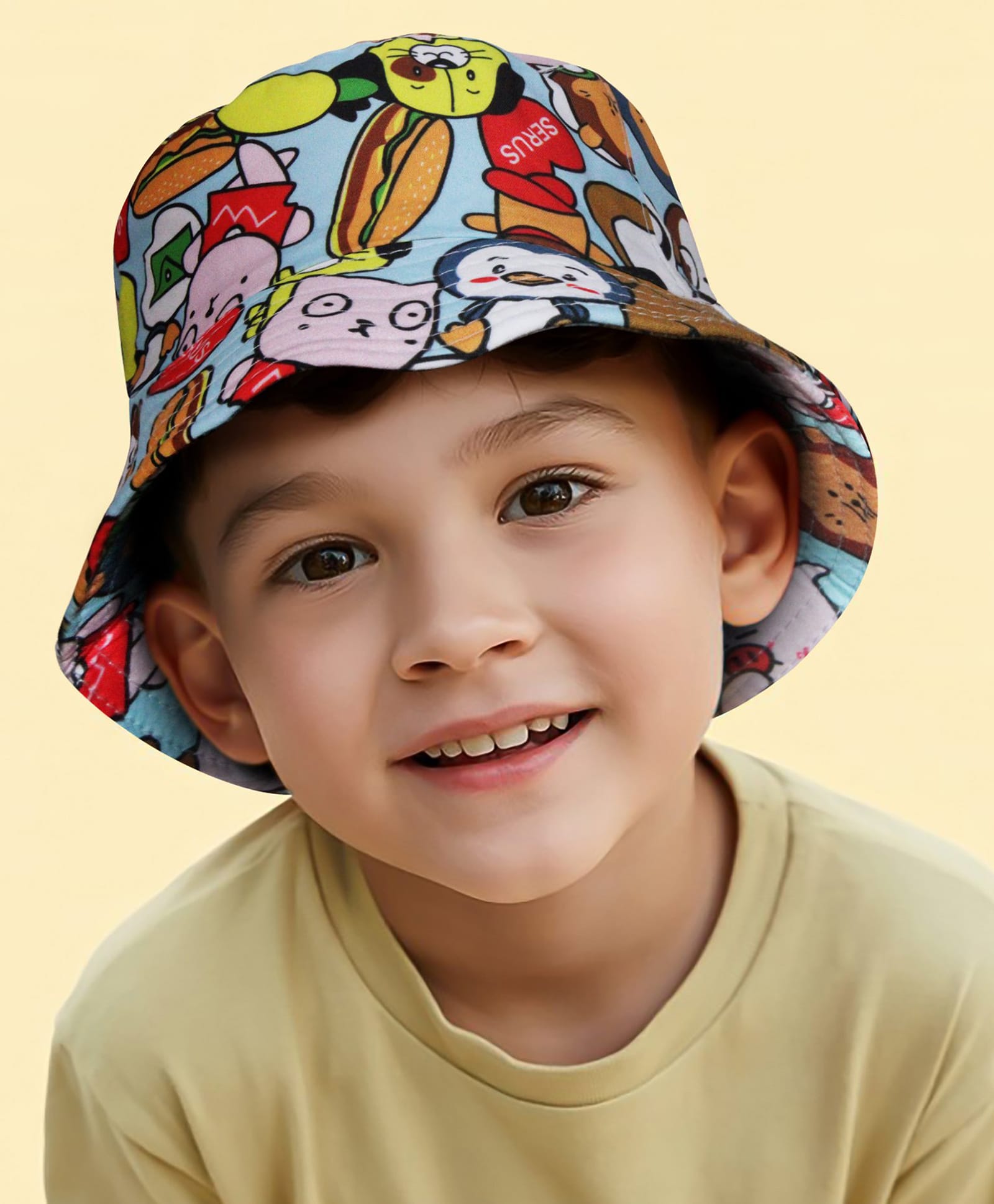 Vritraz Cotton Woven Animals Printed Bucket Hat - Blue - Circumference 52-56 Cms-picture-20