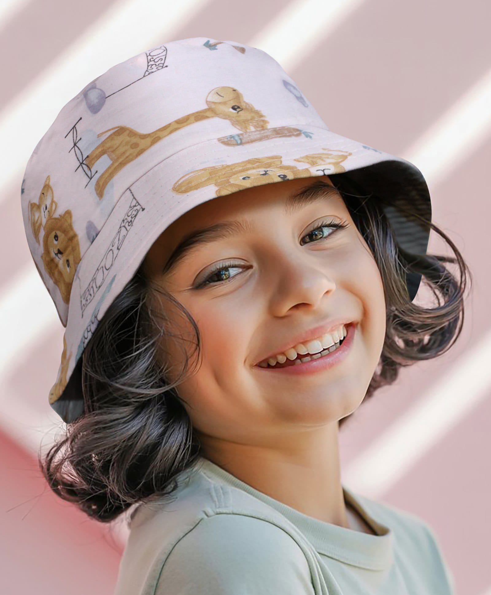 Vritraz Cotton Woven Animals & Birds Printed Bucket Hat - White - Circumference 52-56 Cms-picture-28