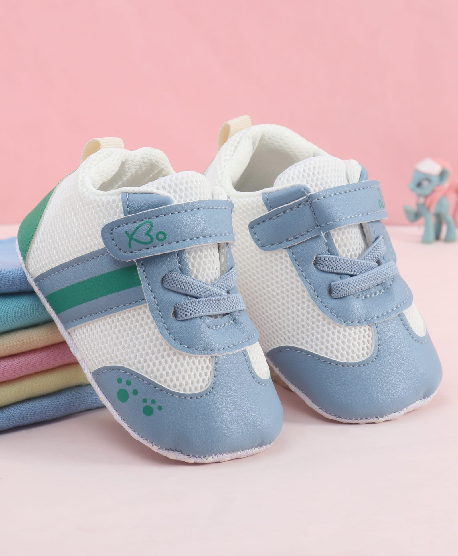 Babyoye Velcro Closure Booties With Paw Print - Blue-image-32