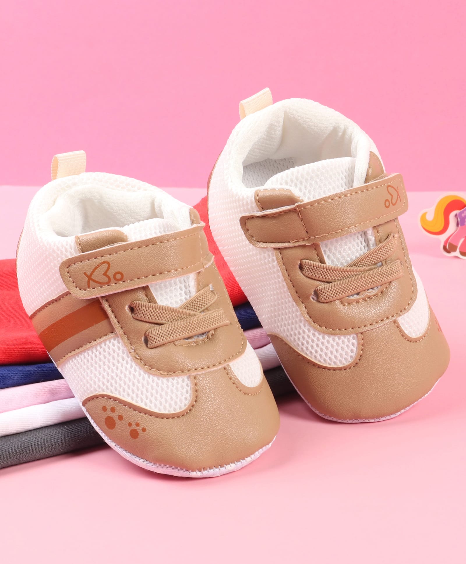Babyoye Velcro Closure Booties With Paw Print - Beige-picture-8