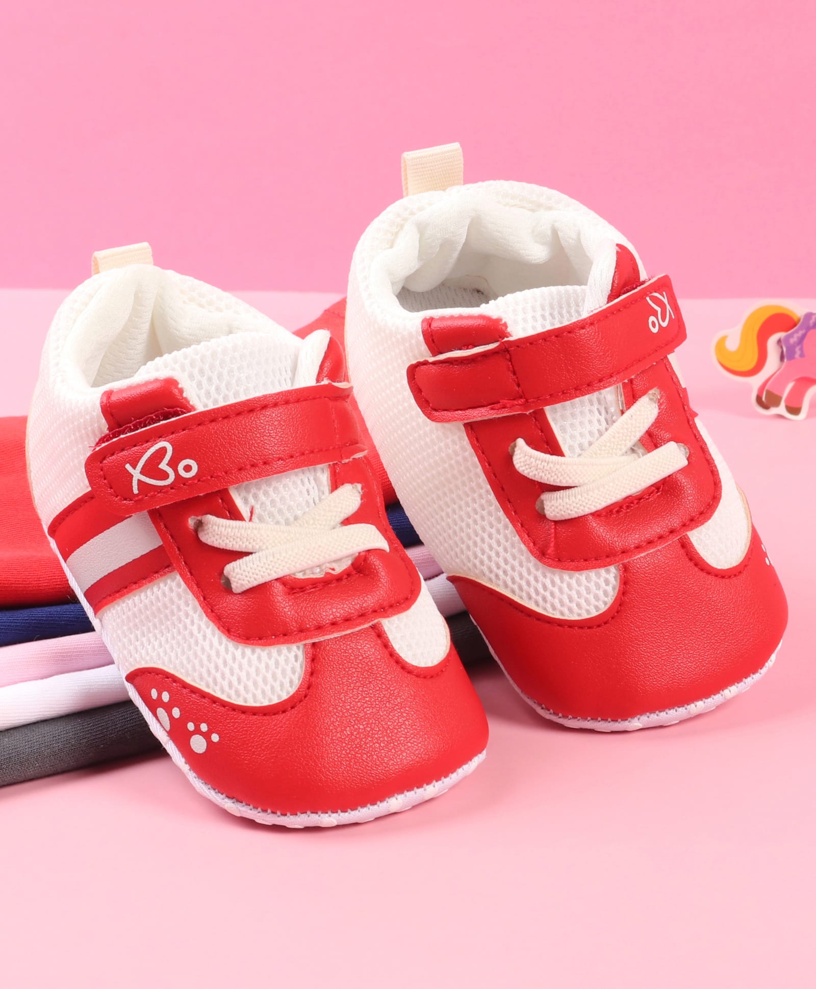 Babyoye Velcro Closure Booties With Paw Print - Red-image-49