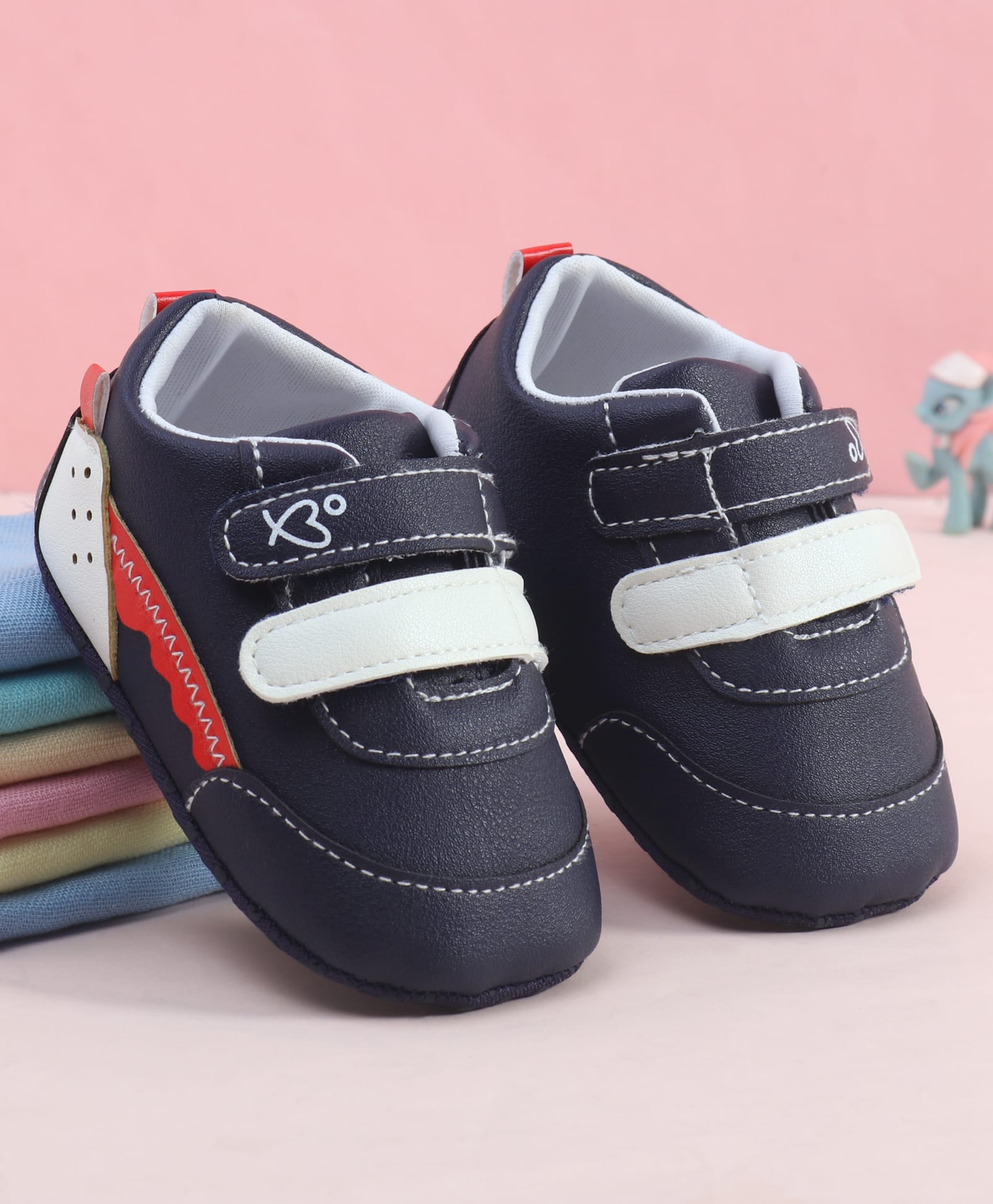 Babyoye Velcro Closure Solid Colour Booties - Navy Blue-image-22