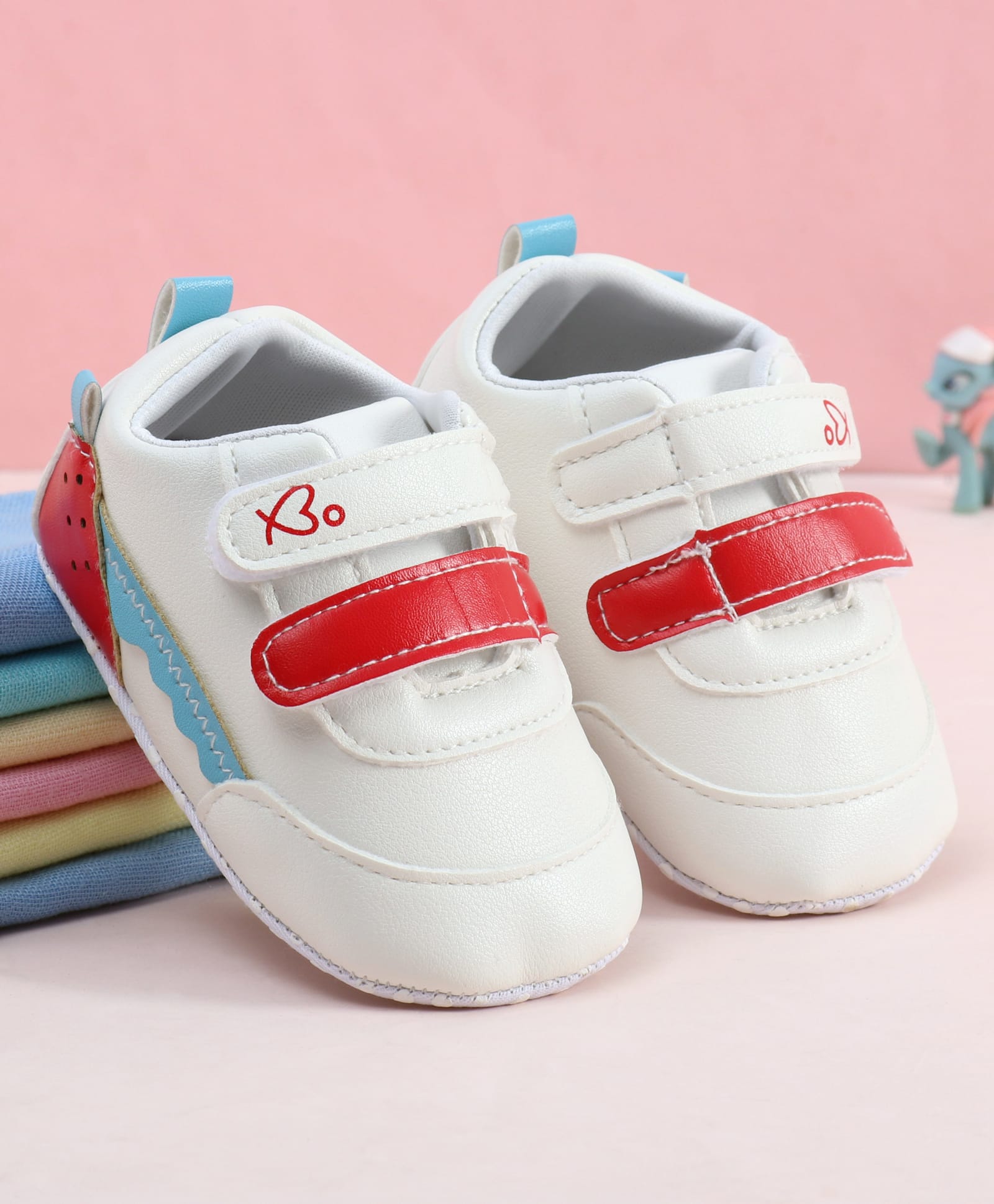 Babyoye Velcro Closure Solid Colour Booties - White-image-34