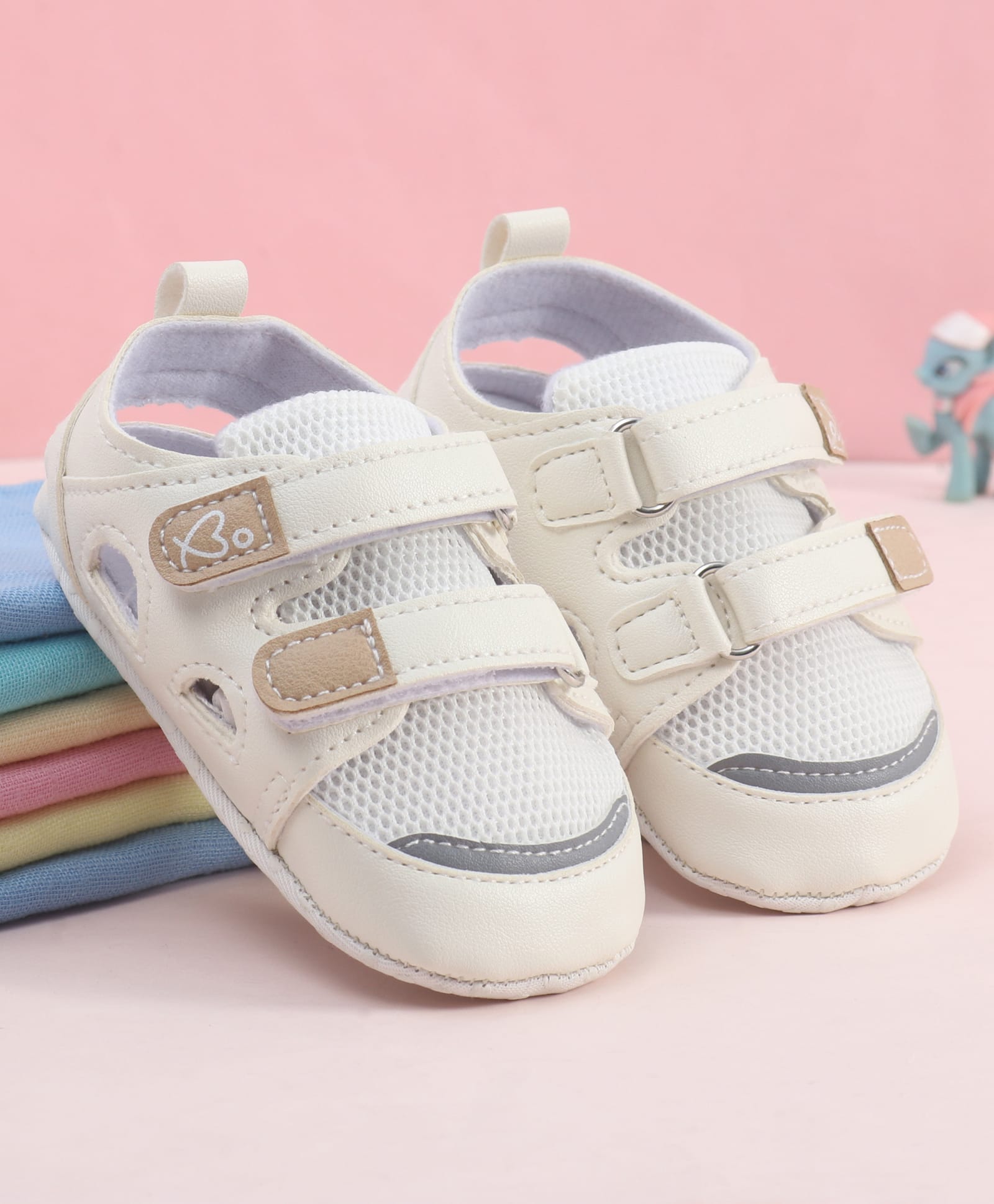 Babyoye Velcro Closure Solid Colour Booties - Beige-picture-19