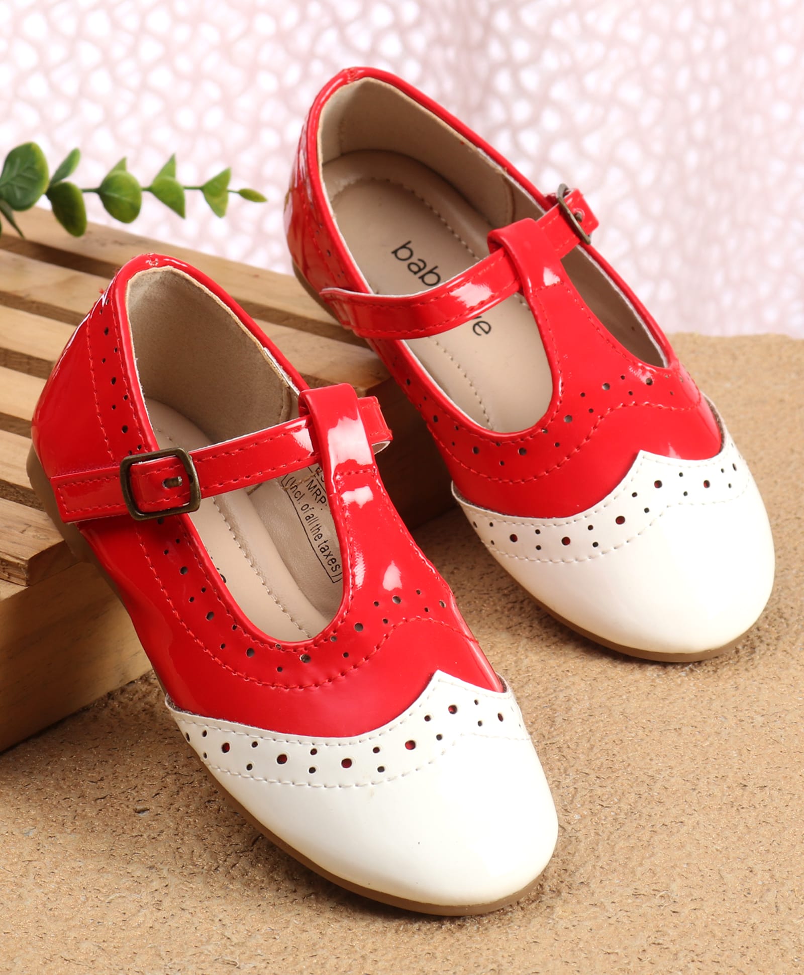 Babyoye Buckle Closure Ballerina With Polka Dots Design - Red-picture-36