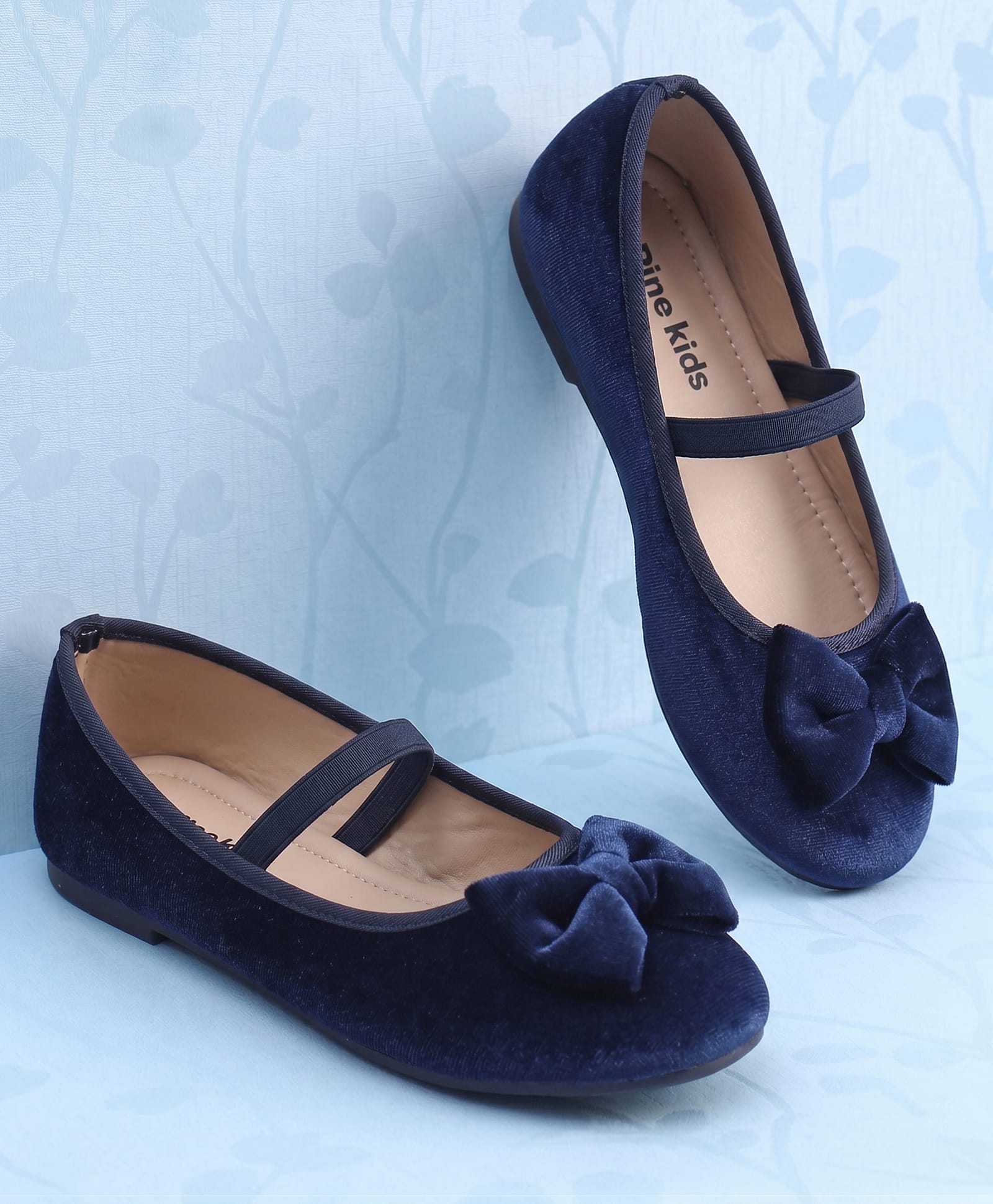 Pine Kids Slip On Ballerina With Bow Applique - Navy Blue-image-35