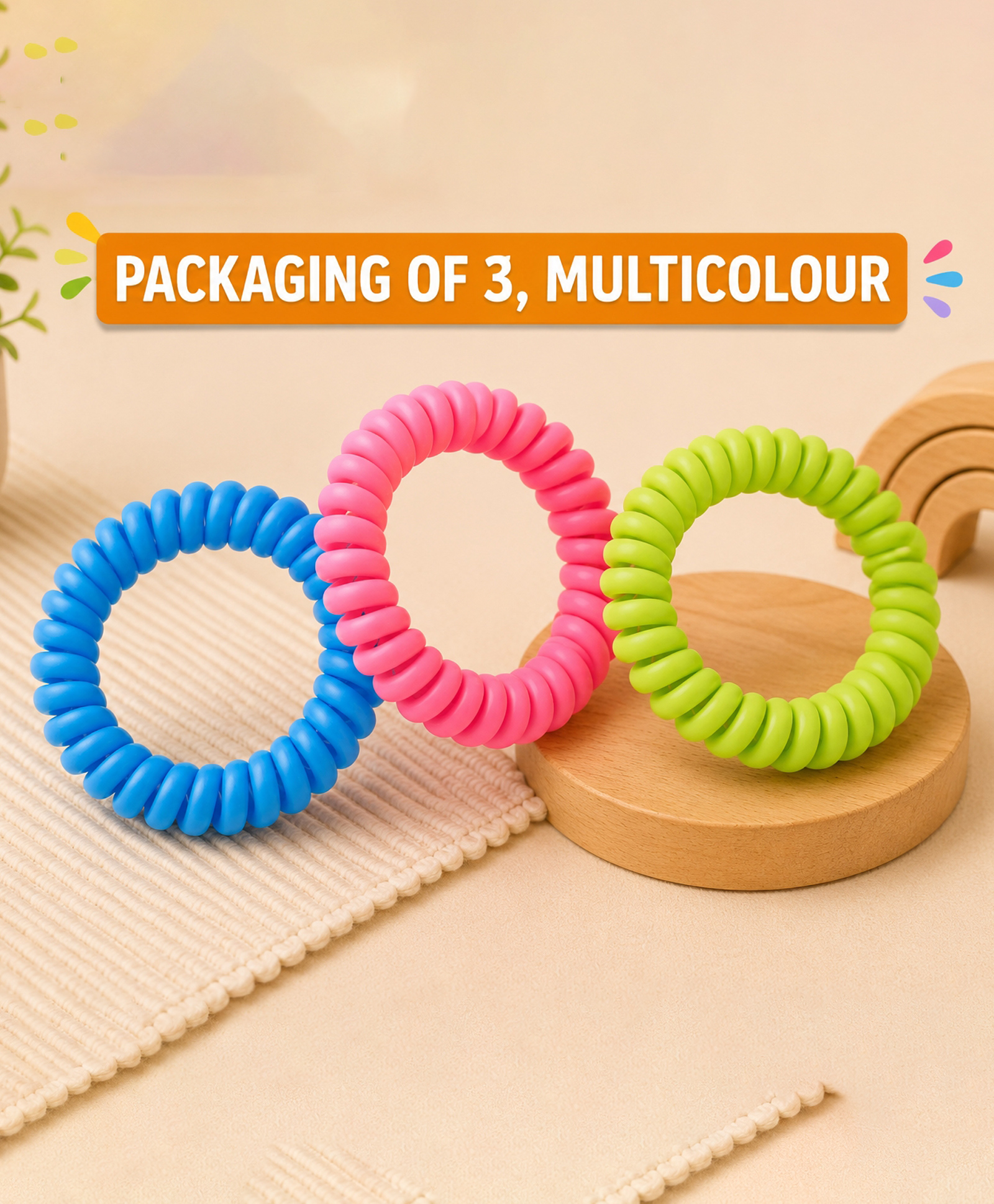 Totilo Mosquito Repellent Band ,Child Friendly, Plant Based Formula, Free Size- Multicolour (Pack of 3)-image-4
