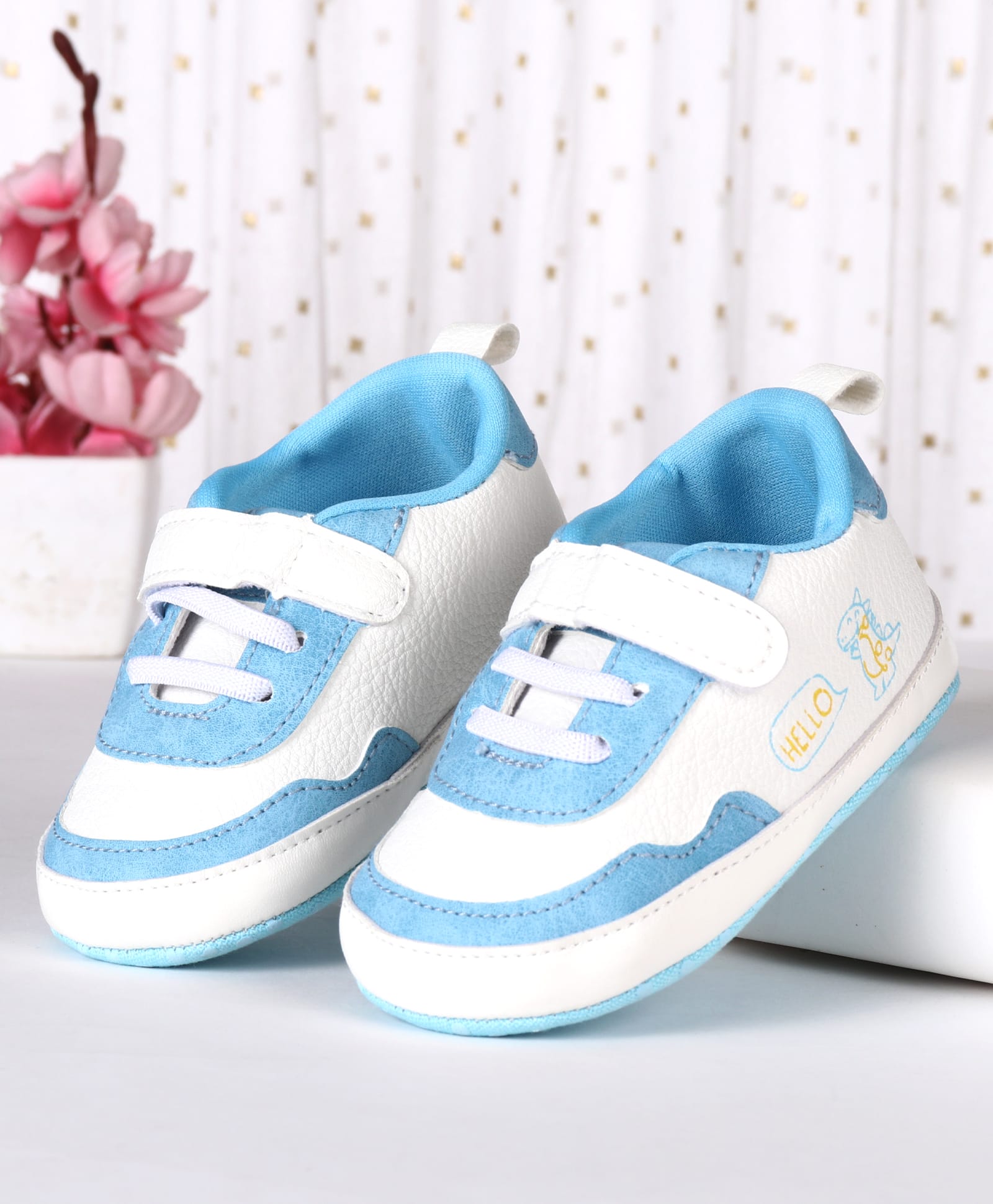 Cute Walk by Babyhug Velcro Closure Dino Printed Booties - Light Blue-image-41