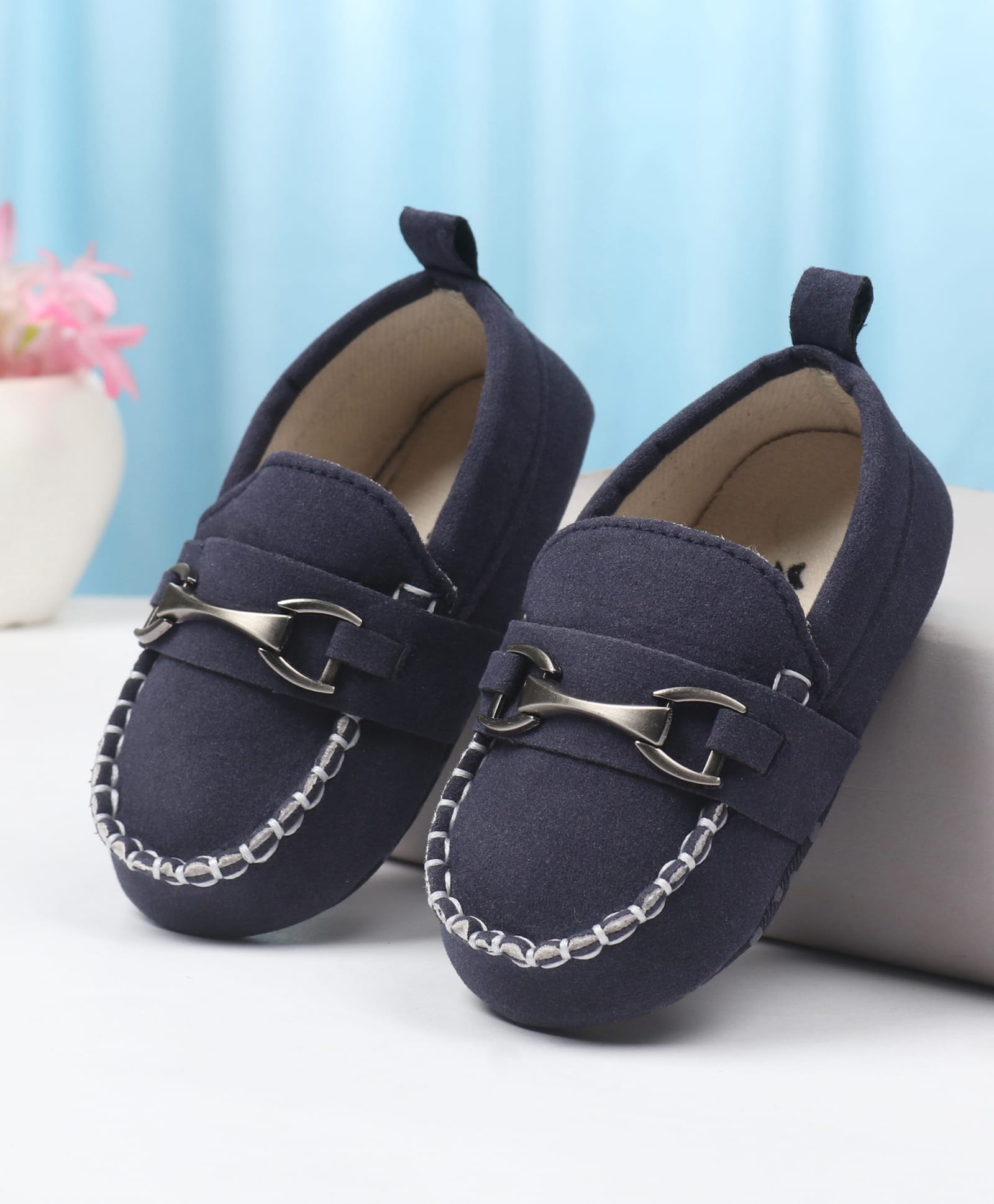 Cute Walk by Babyhug Slip On Solid Booties - Navy Blue-image-27