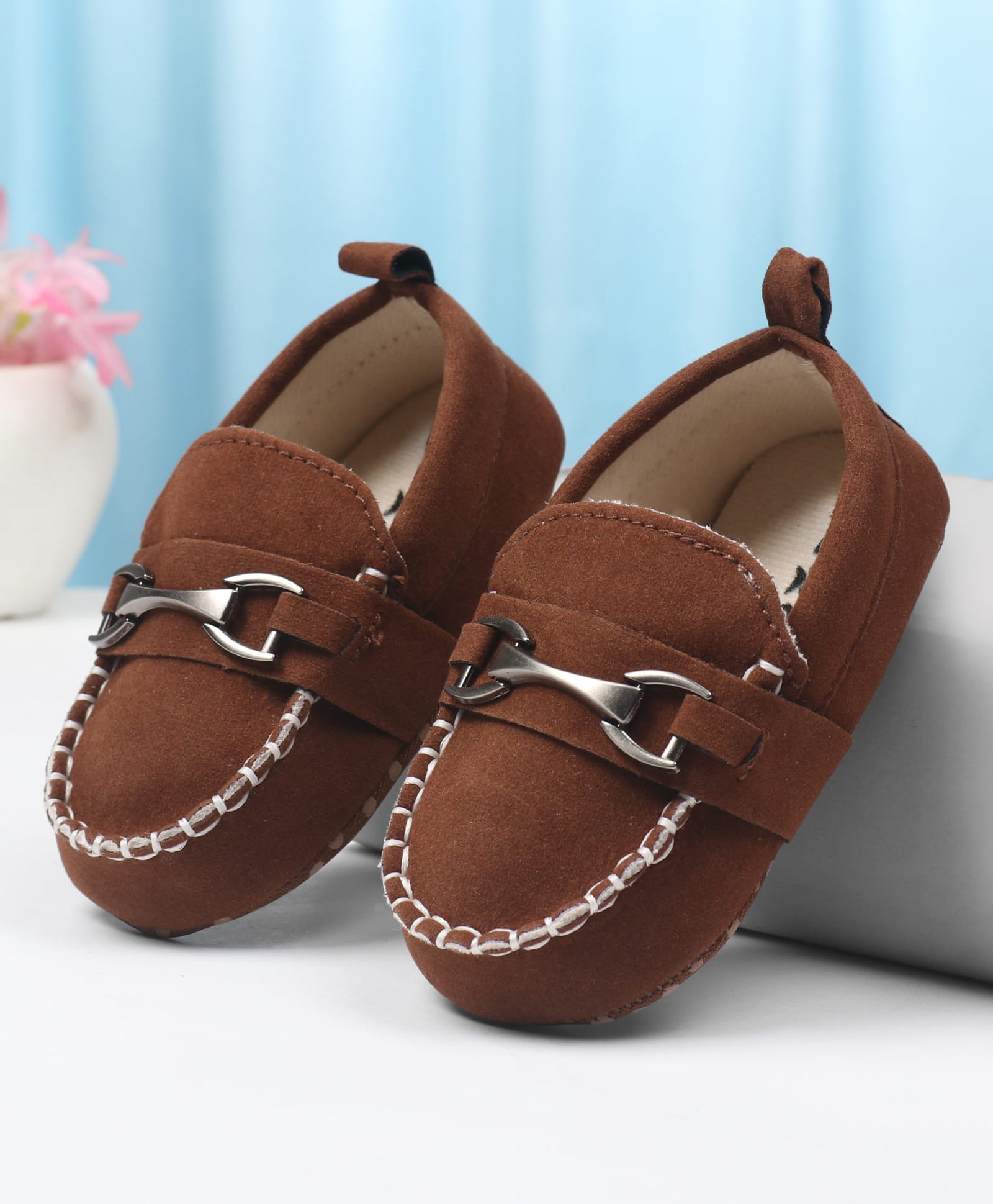 Cute Walk by Babyhug Slip On Solid Booties - Brown-image-28